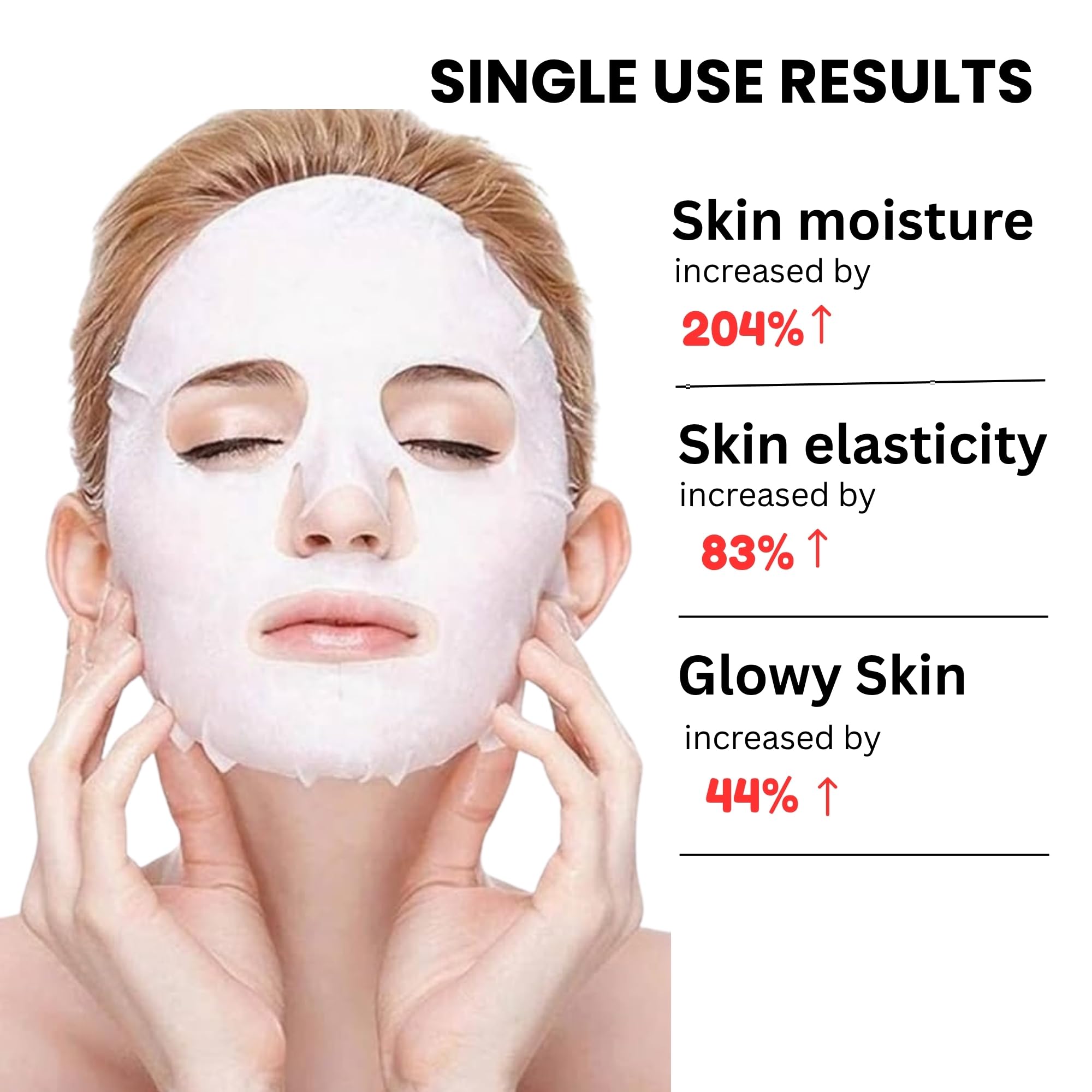 Close up of SG Inc Bio-Collagen Real Deep Mask gel sheet on face