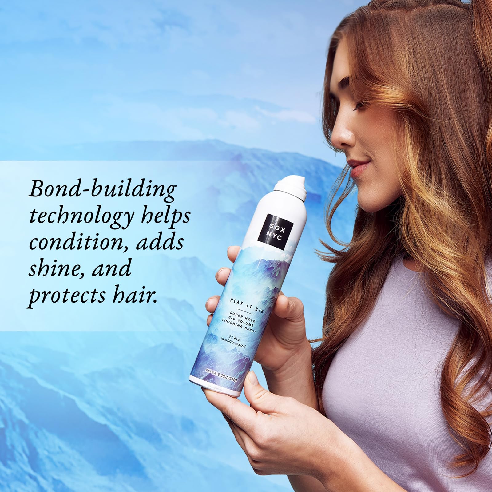 SGX NYC Play It Big frizz control in action with smooth strands