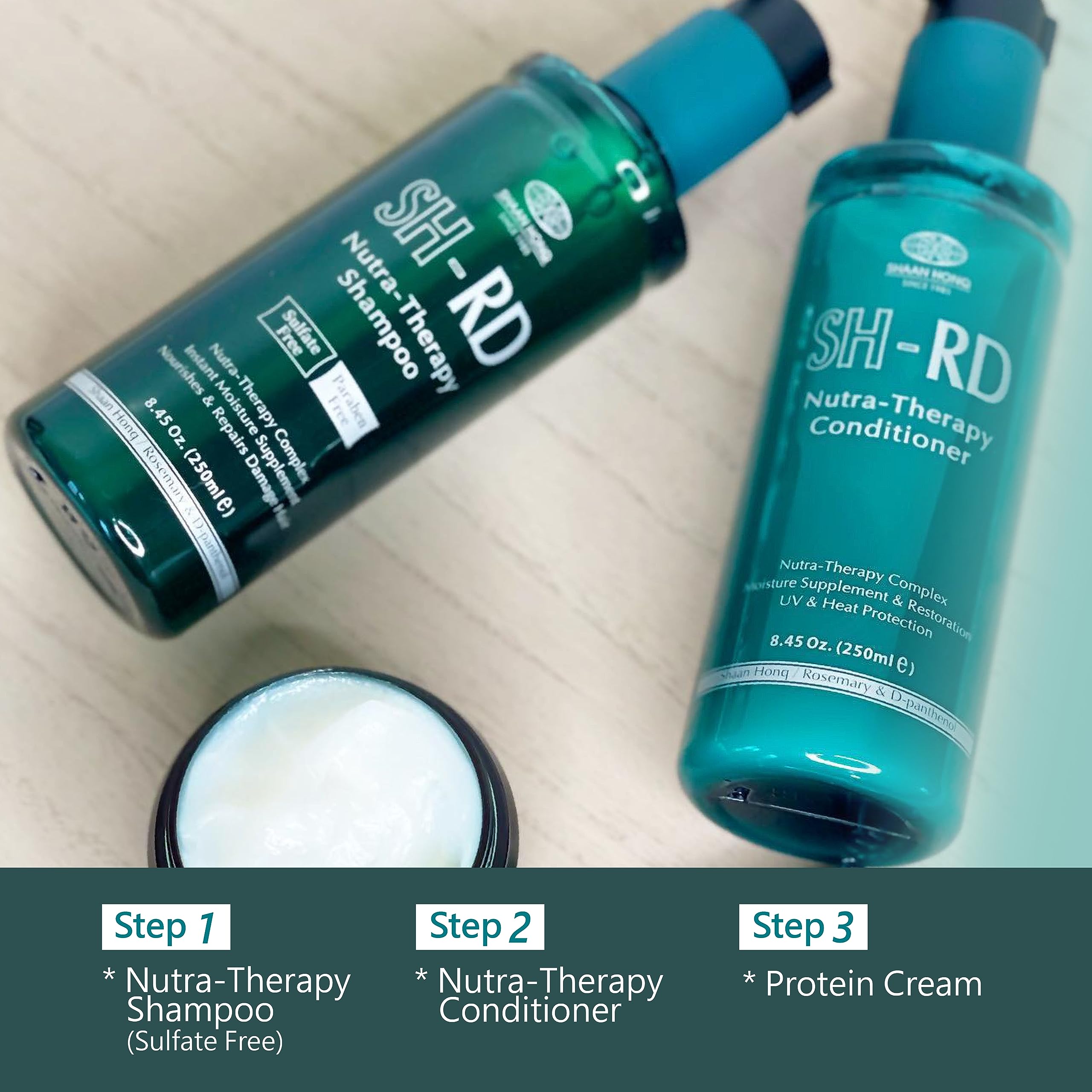 SH-RD Nutra-Therapy Shampoo salon-style application image communicates professional at-home care.