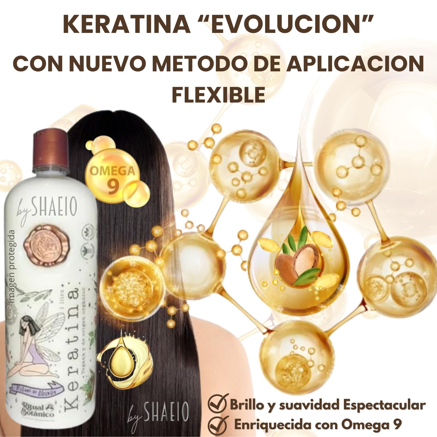 SHAEIO Keratin Hair Mask packaging front shows Colombian origin and vegan credentials.