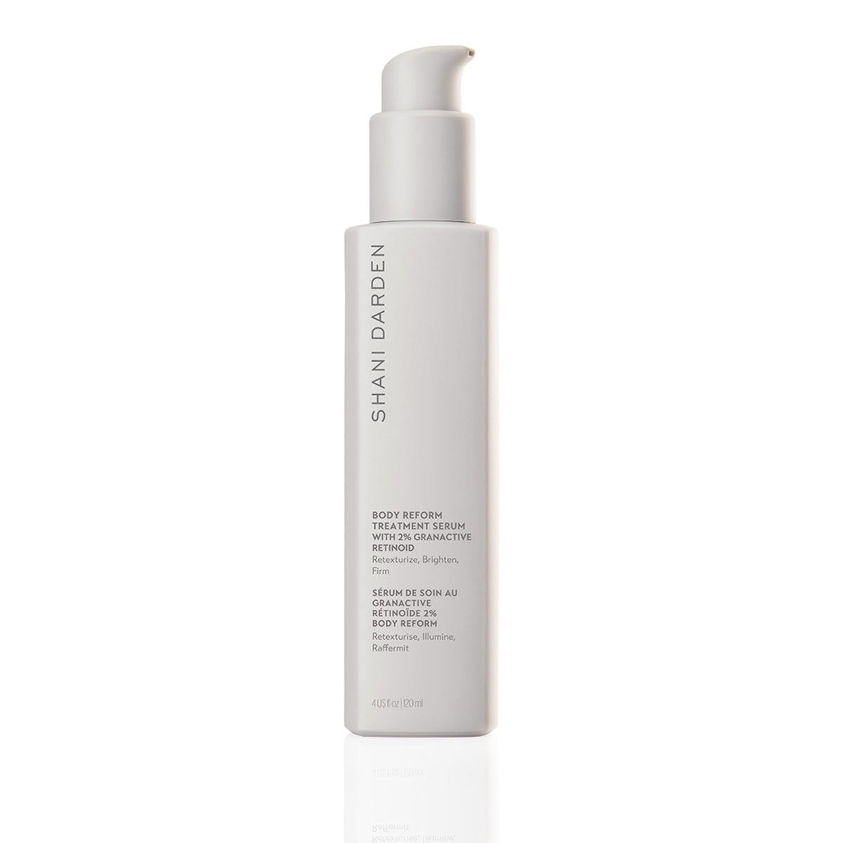 Shani Darden Body Reform Serum bottle front view showing sleek packaging and branding