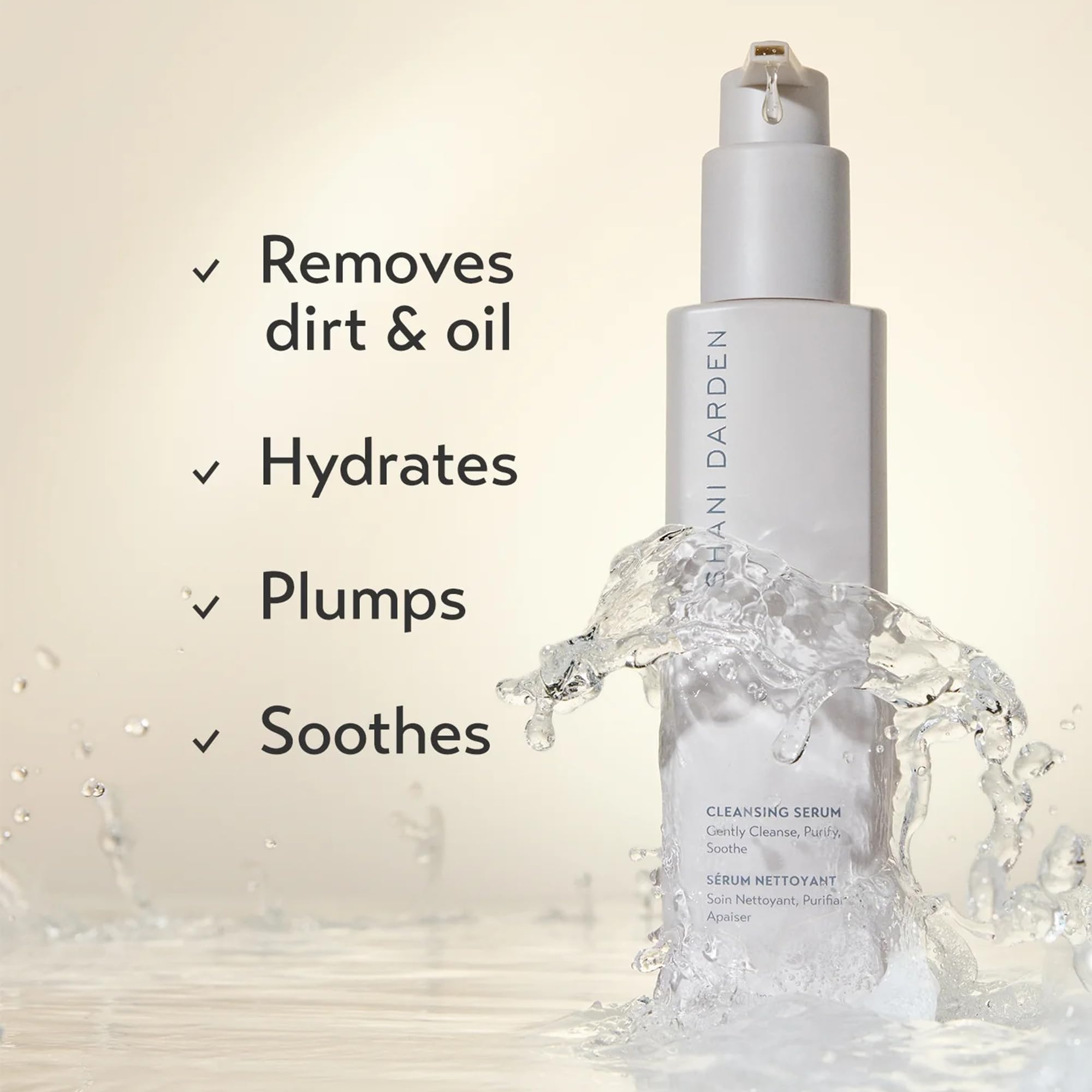 SHANI DARDEN cleansing serum pump in a convenient dispenser
