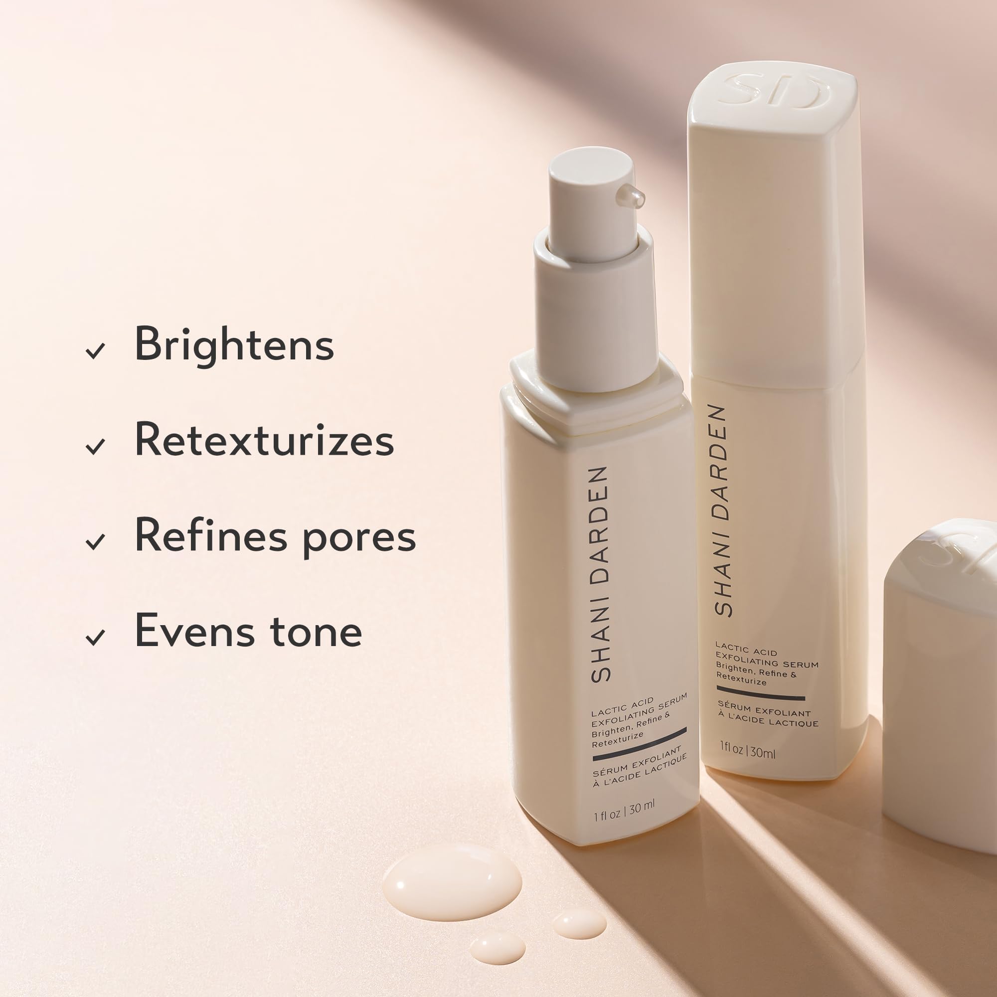 SHANI DARDEN Lactic Acid Serum dual exfoliants image highlights AHA and PHA action