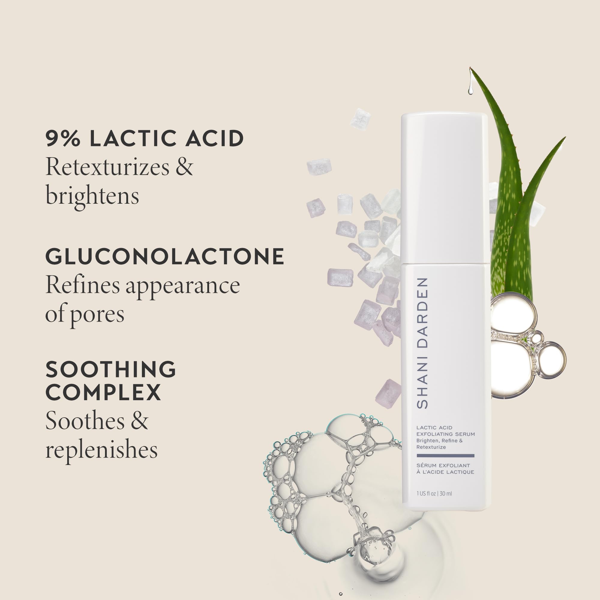 Neck and face application demonstrates gentle exfoliation use with Shani Darden serum.