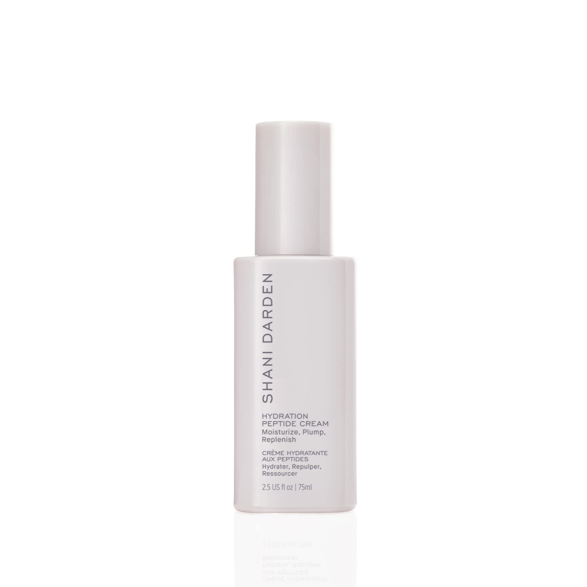 SHANI DARDEN Hydration Peptide Cream bottle closeup shows oil-free hydration.