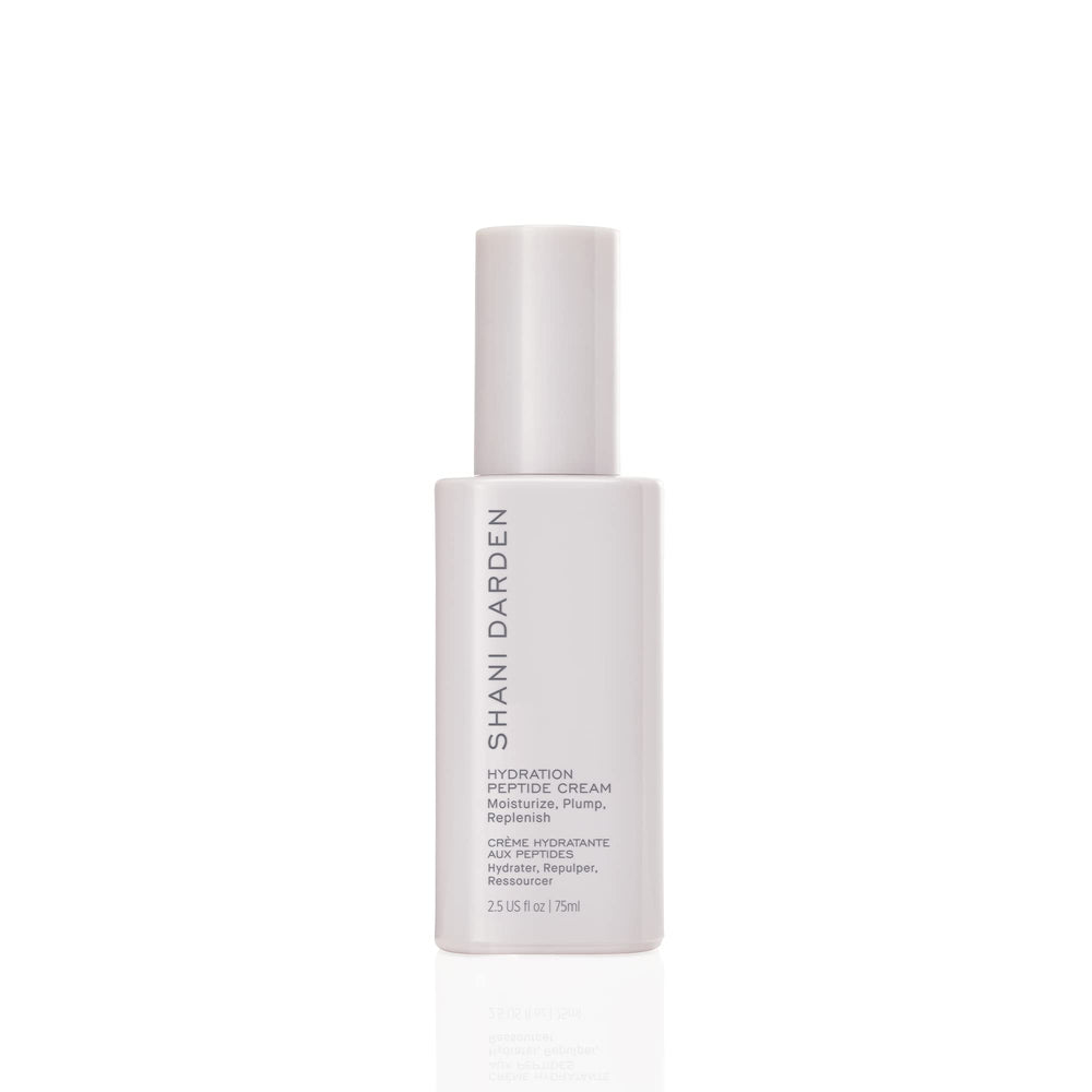 SHANI DARDEN Hydration Peptide Cream bottle closeup shows oil-free hydration.