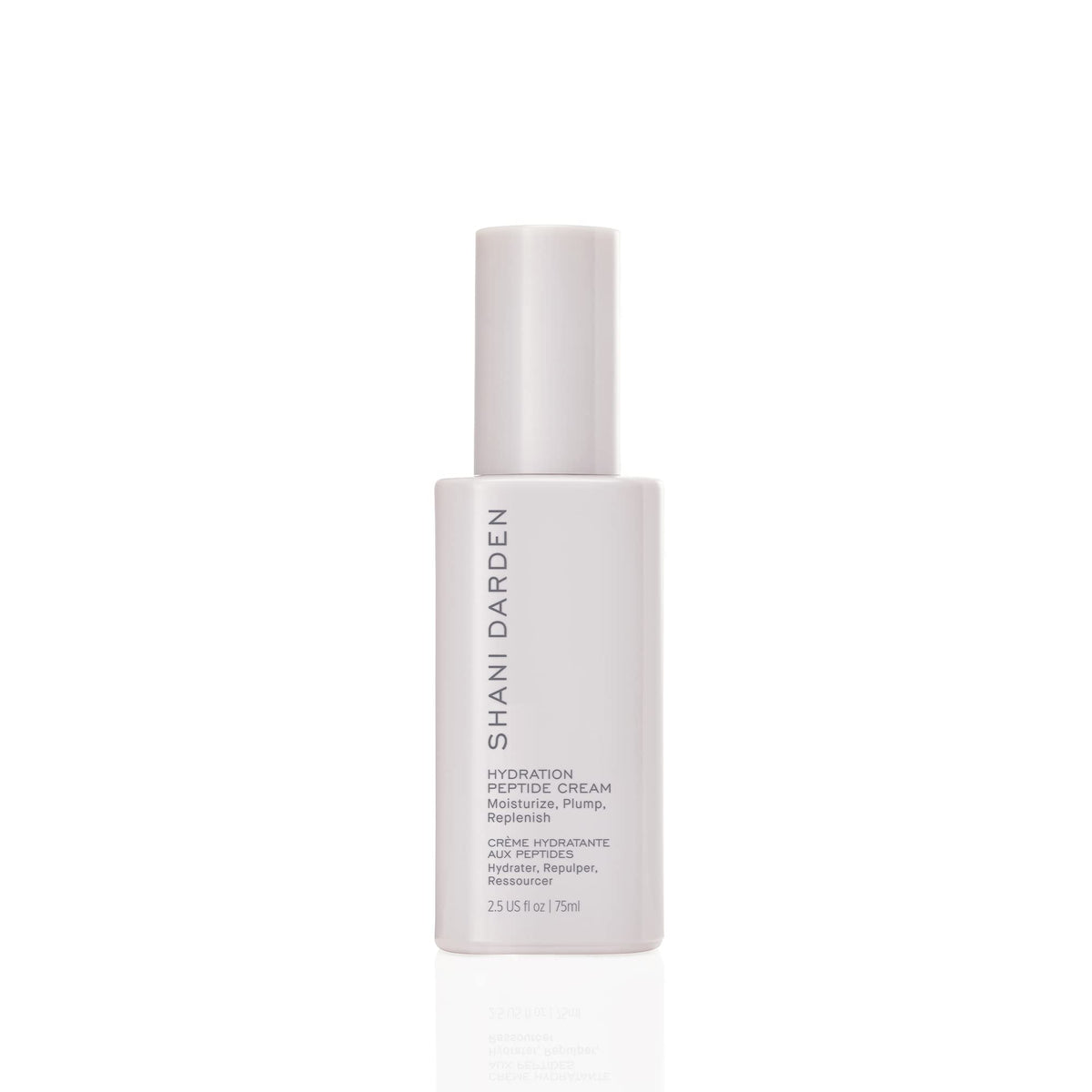 SHANI DARDEN Hydration Peptide Cream bottle closeup shows oil-free hydration.