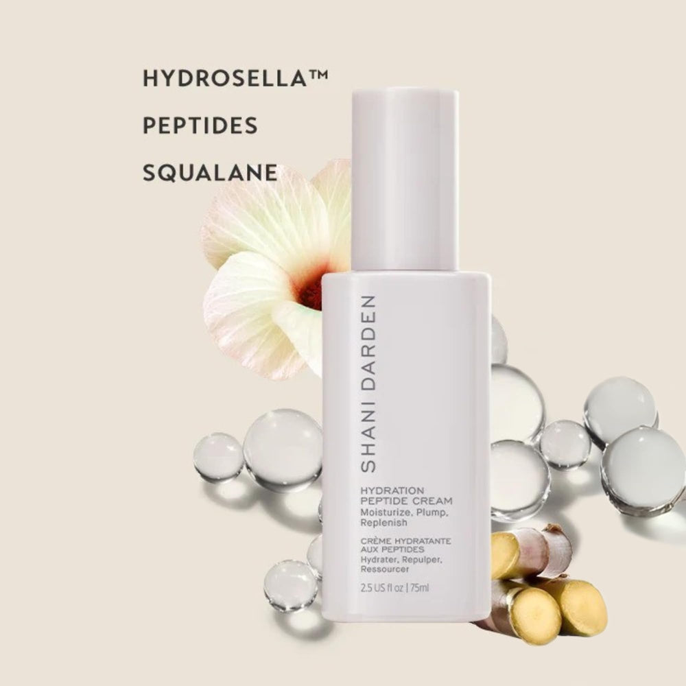 Front view of SHANI DARDEN Hydration Peptide Cream jar with clean packaging.