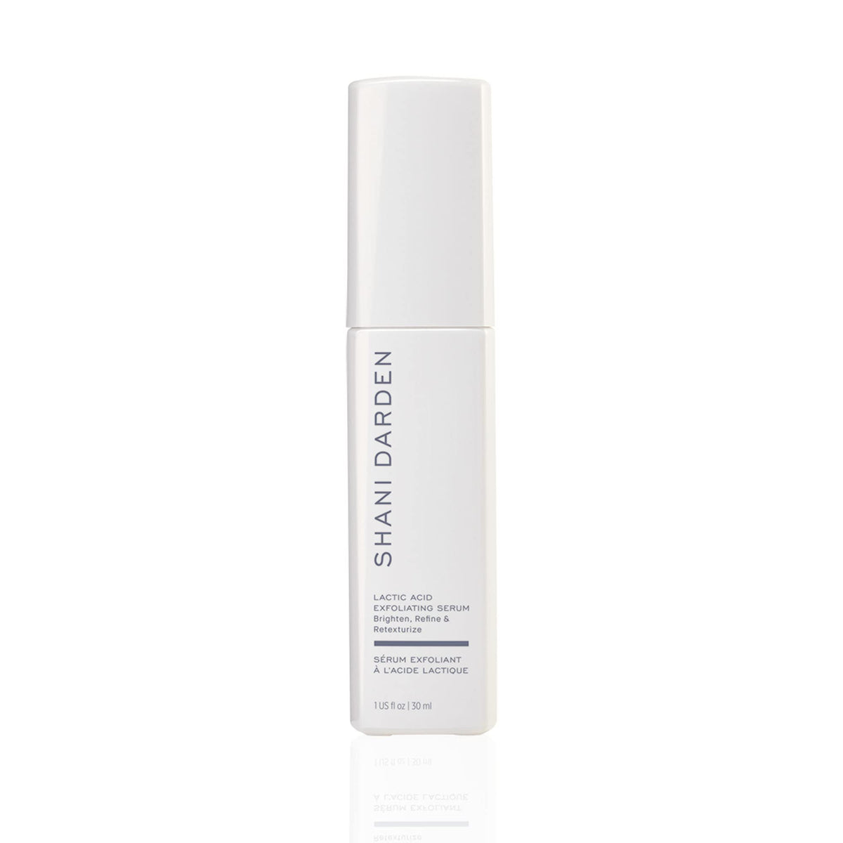 SHANI DARDEN Lactic Acid Serum bottle pump for gentle overnight exfoliation and glow
