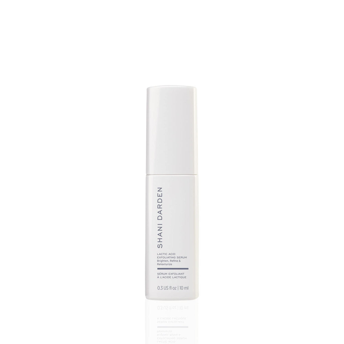 Shani Darden Lactic Acid Serum bottle promotes gentle exfoliation for radiant skin.