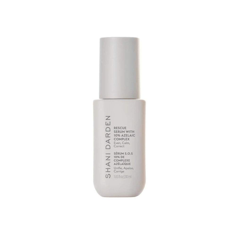 Shani Darden Rescue Serum bottle ready for daily use to refine tone and reduce redness