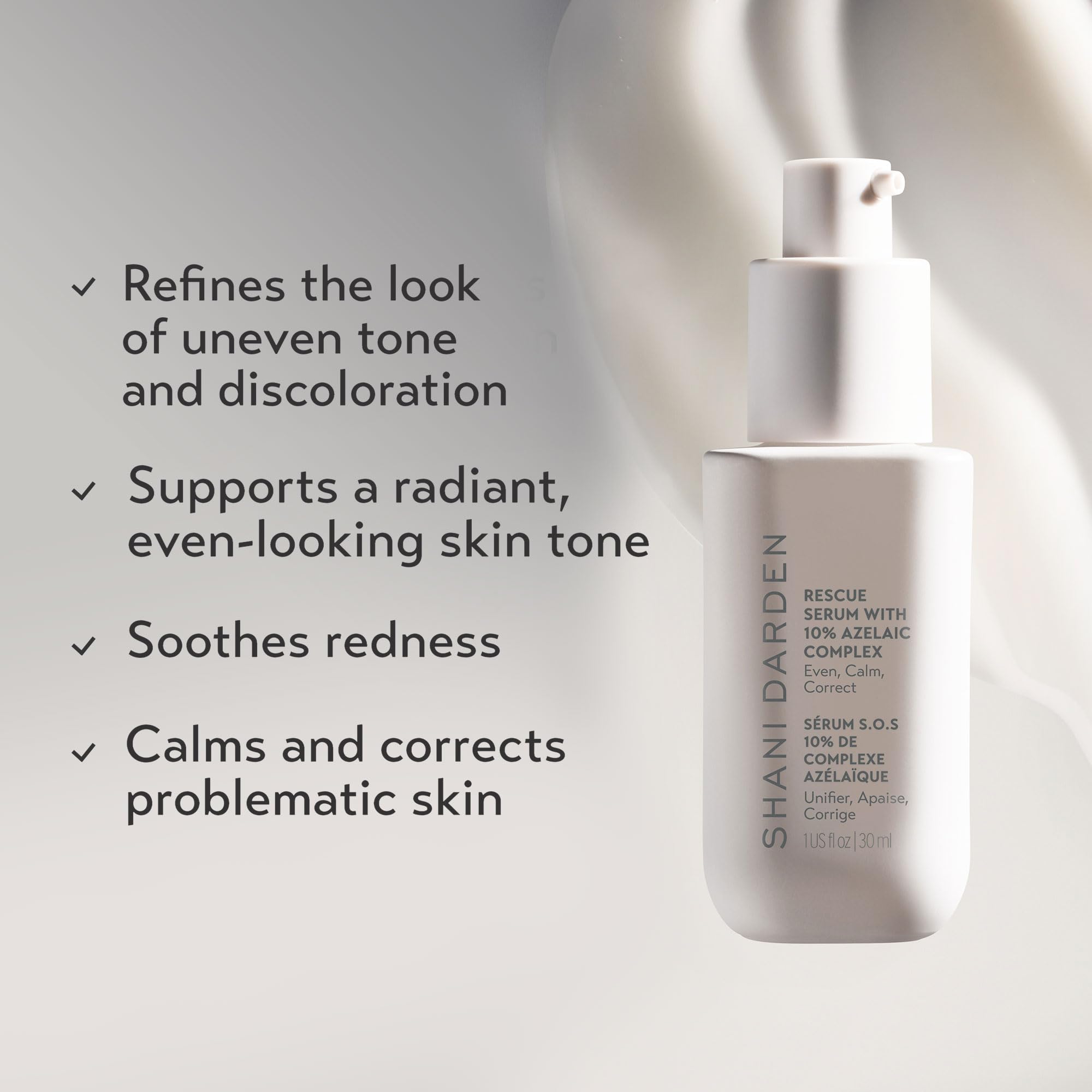 Shani Darden Rescue Serum dropper shown for even 1-2 pump application