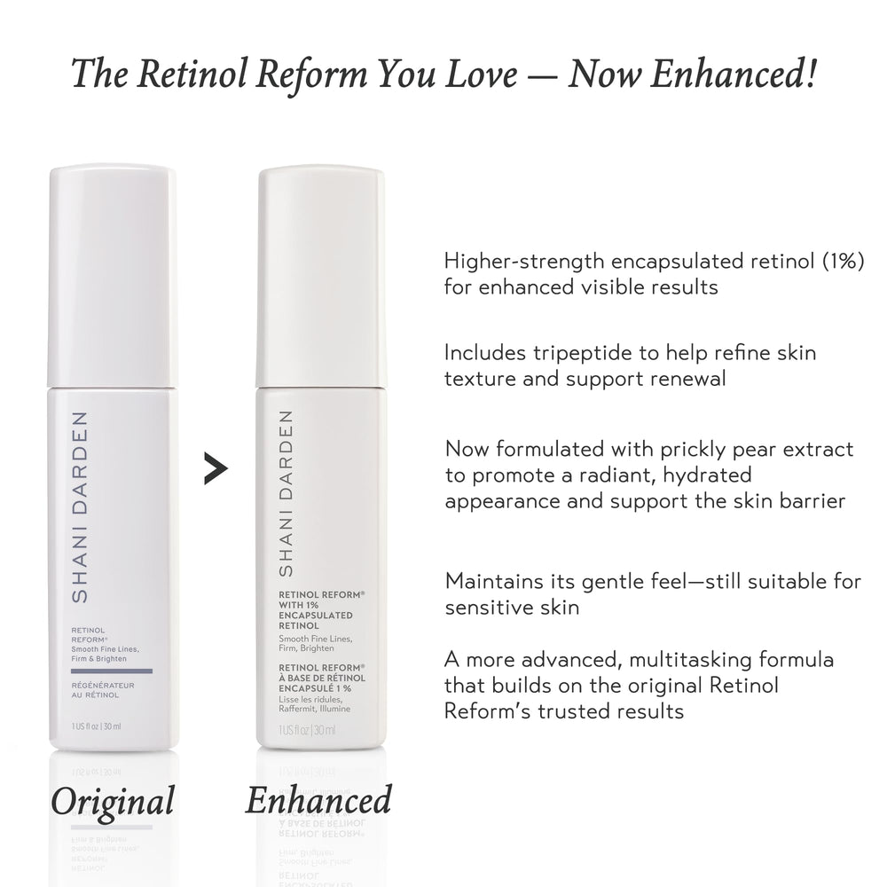 Dimly lit vanity with SHANI DARDEN Retinol Reform evokes premium night care.