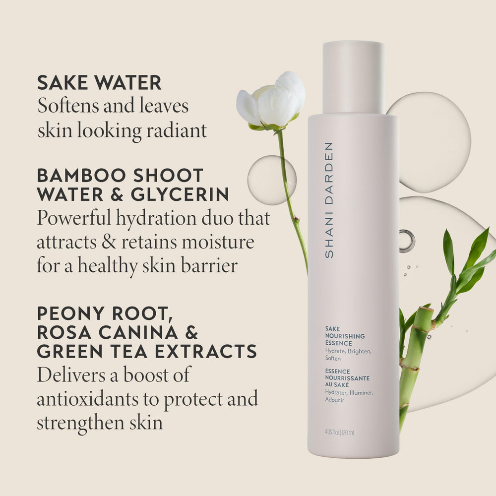 Morning skincare routine with Shani Darden Sake Nourishing Essence enhances makeup prep