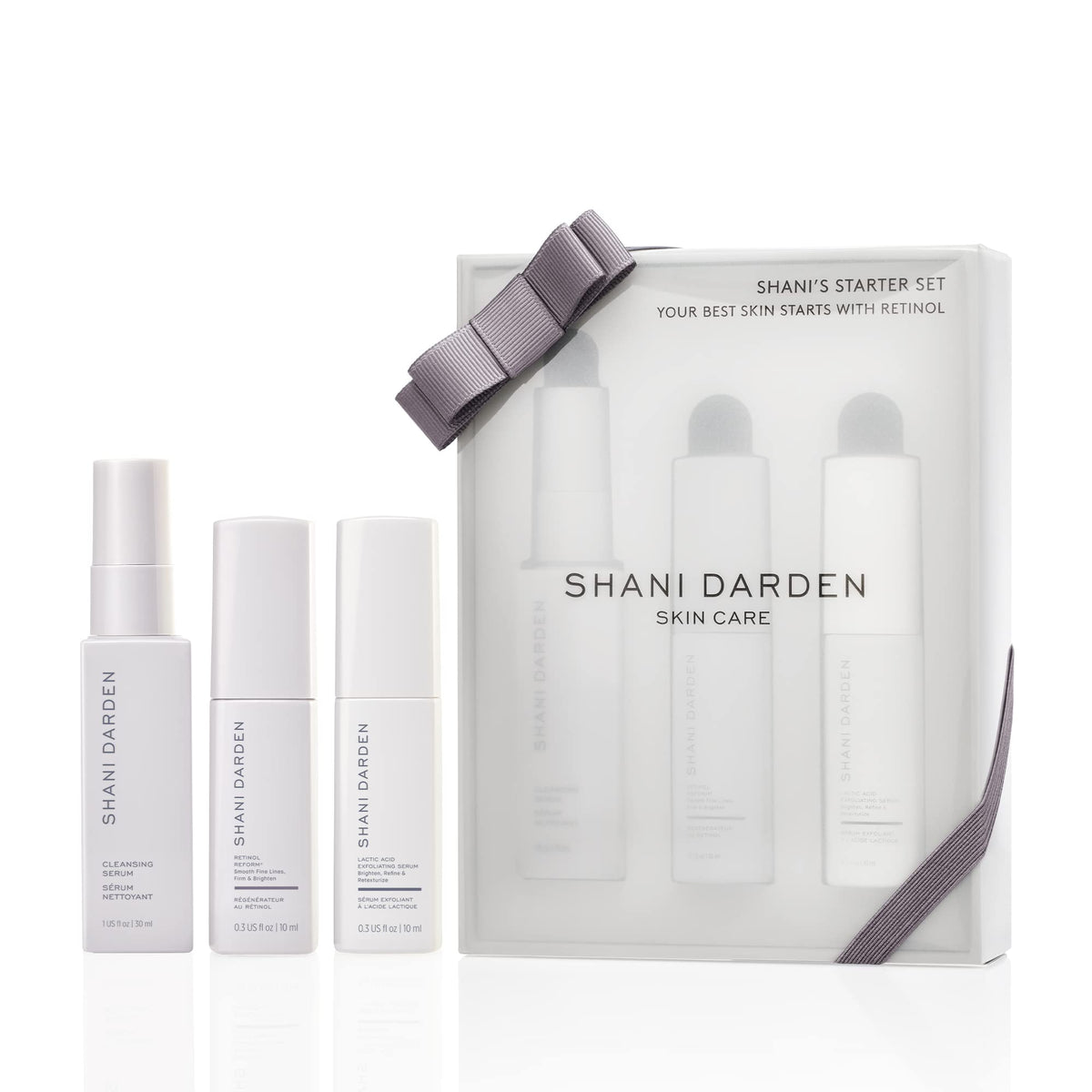 SHANI DARDEN Starter Set travel-size cleansing serum for on-the-go cleansing and makeup removal.