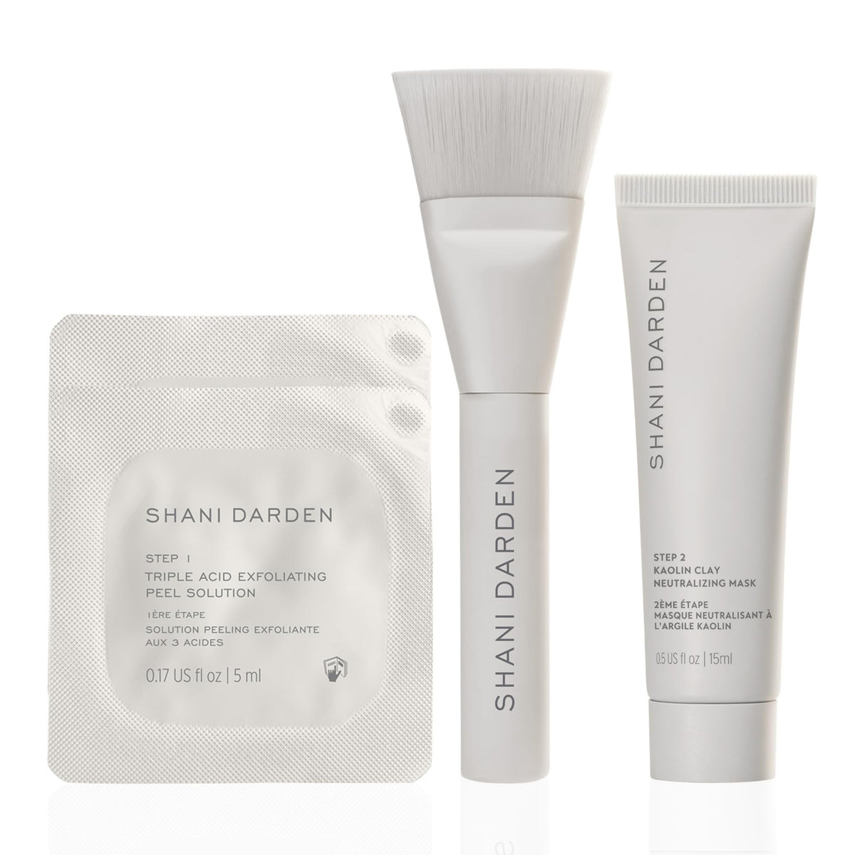 SHANI DARDEN Triple Acid Peel Kit Mini bottle close-up, suggesting smoother-looking skin.