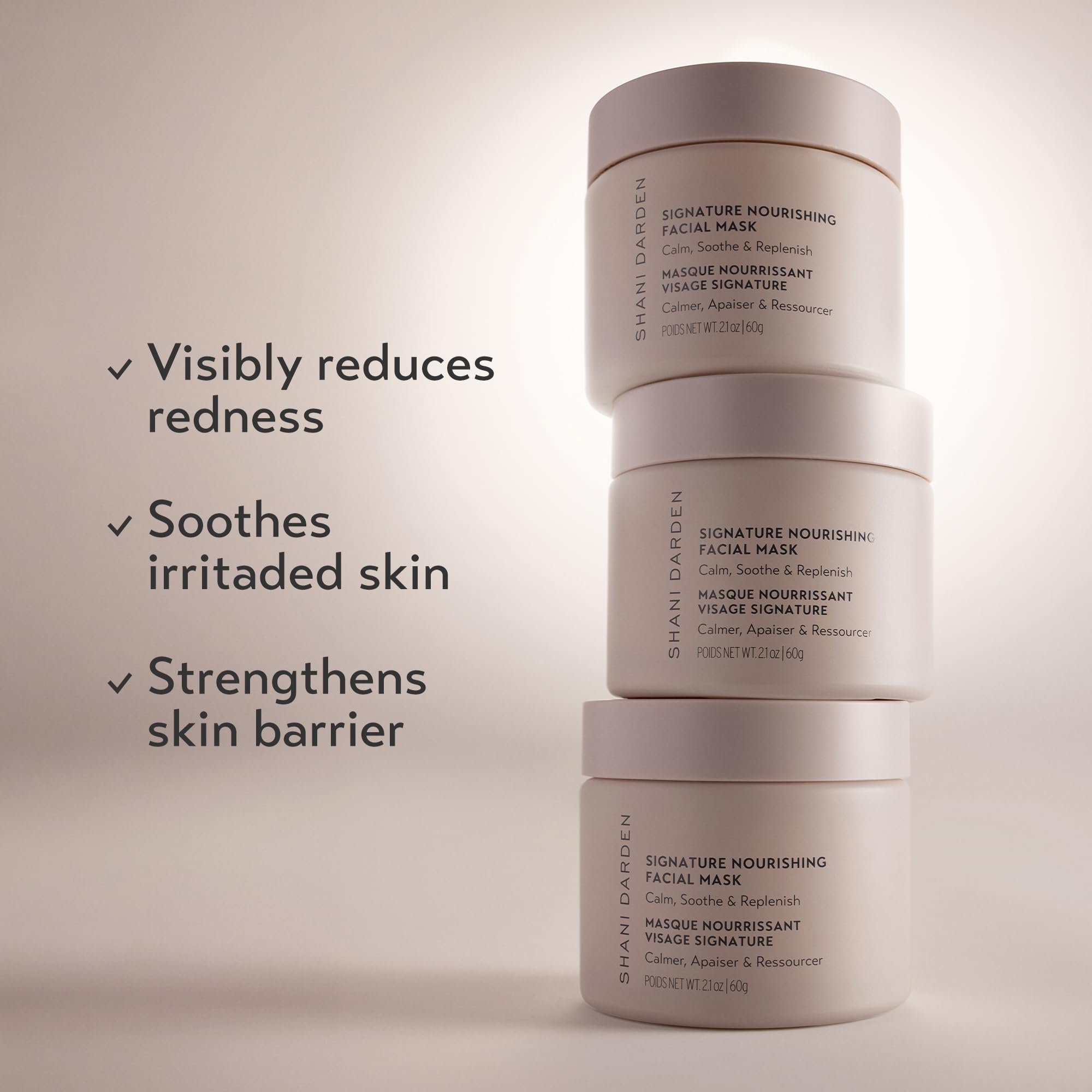 SHANI DARDEN mask texture close-up shows fluffy, whipped formula for sensitive skin.