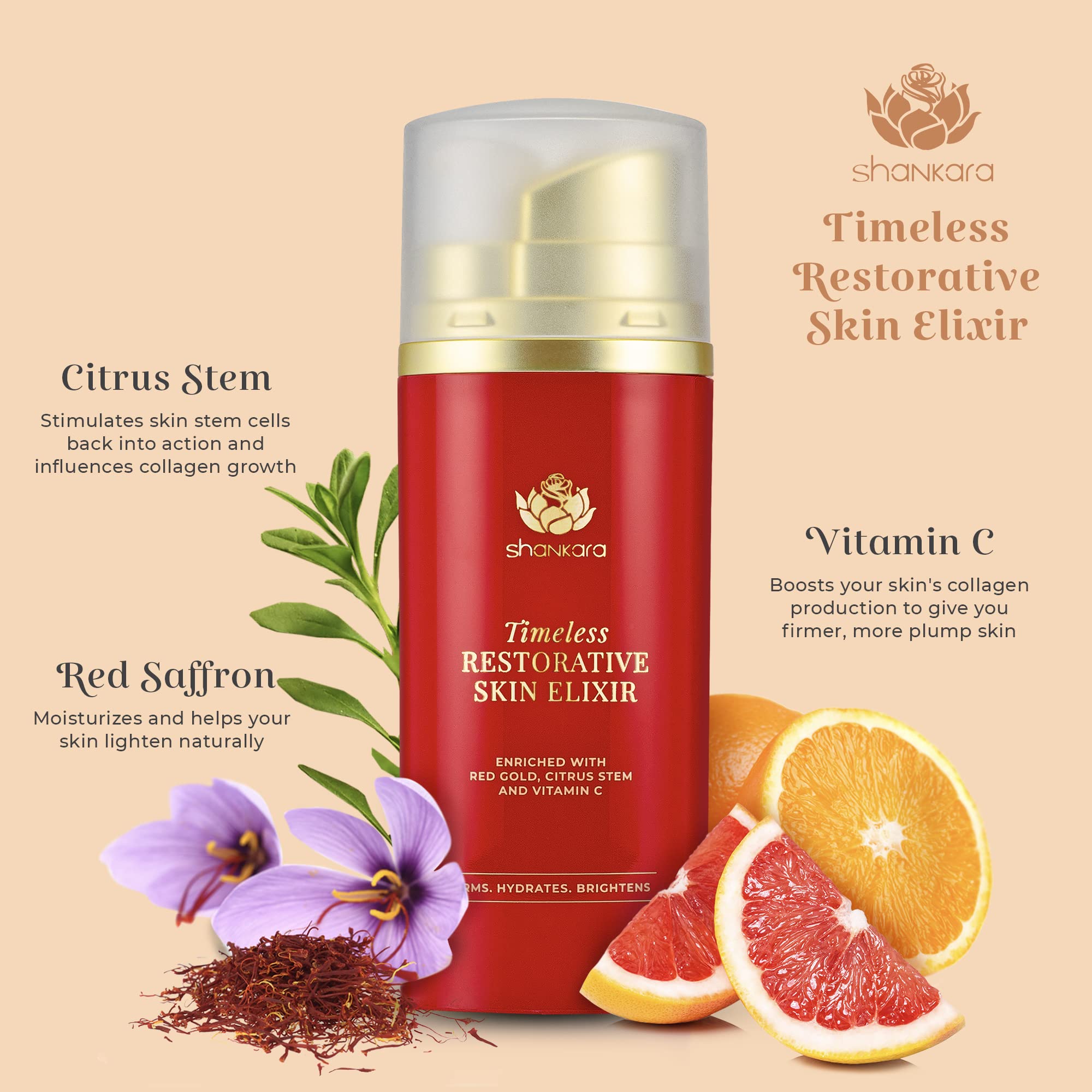 Shankara serum and oil warmed between hands for soft, nourished skin after application.