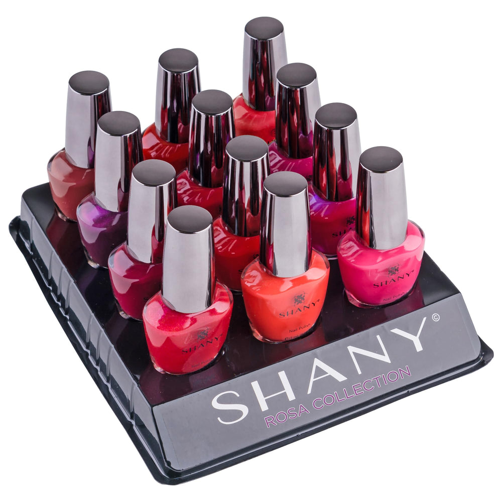 SHANY vibrant color collection swatches show bold shades across glossy, matte, and shimmery finishes.