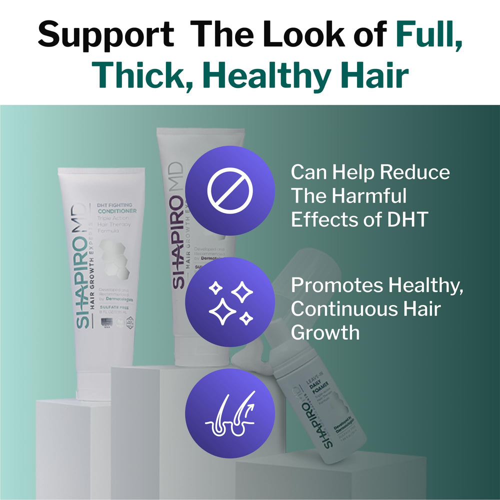 Shapiro MD Leave-in Daily Foam bottle adds lightweight volume for daily styling
