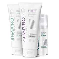 Shapiro MD Hair Growth Shampoo bottle promotes fuller, thicker-looking hair