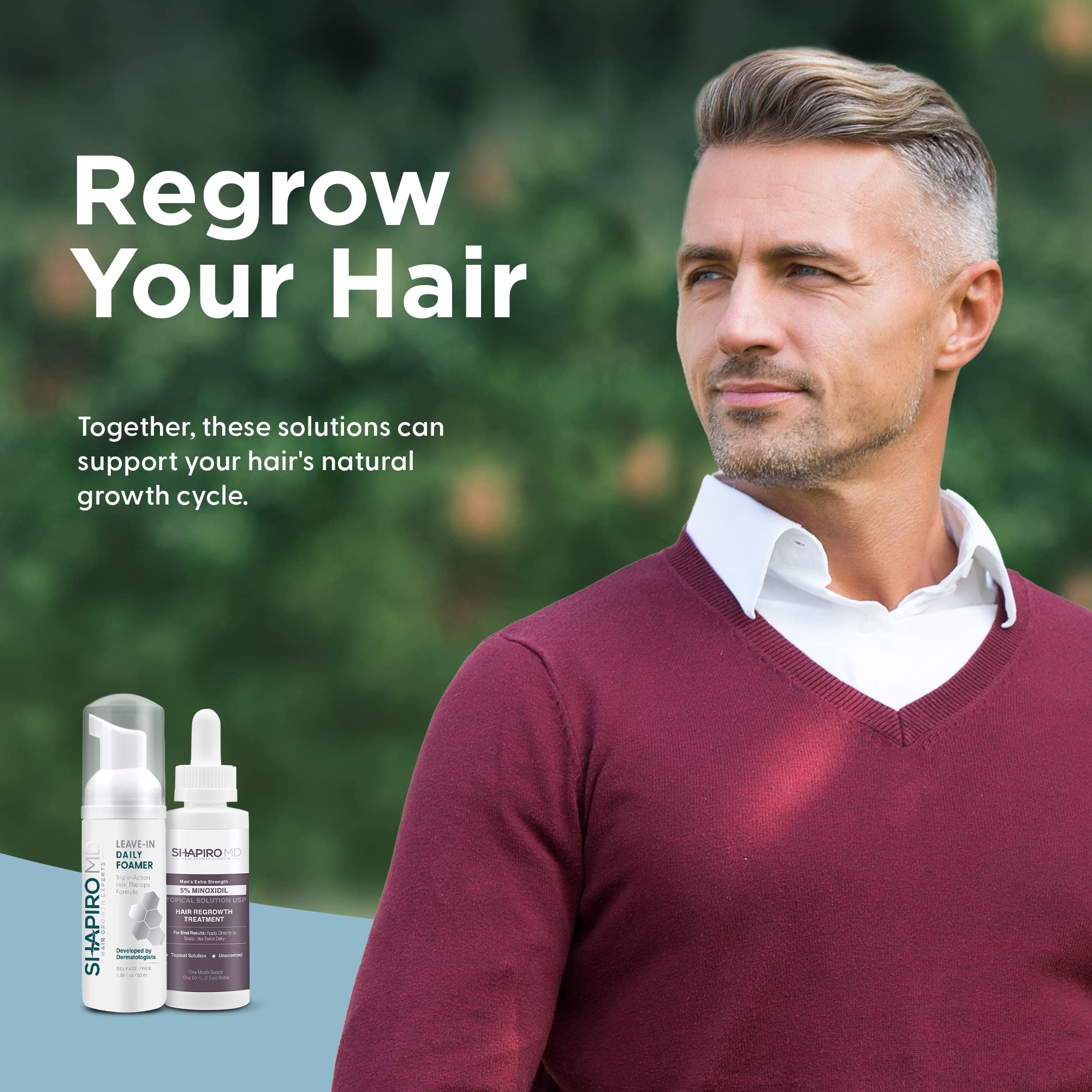 Shapiro MD travel kit with 5% minoxidil for thicker hair