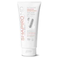 Shapiro MD Leave-In Conditioner bottle close-up for scalp nourishment.