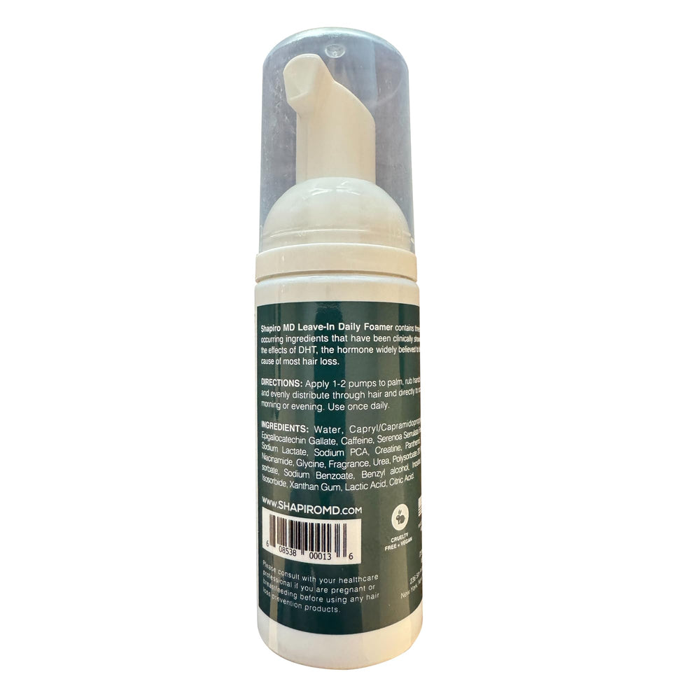 Shapiro MD foam absorbs quickly, leaving no visible residue on hair.