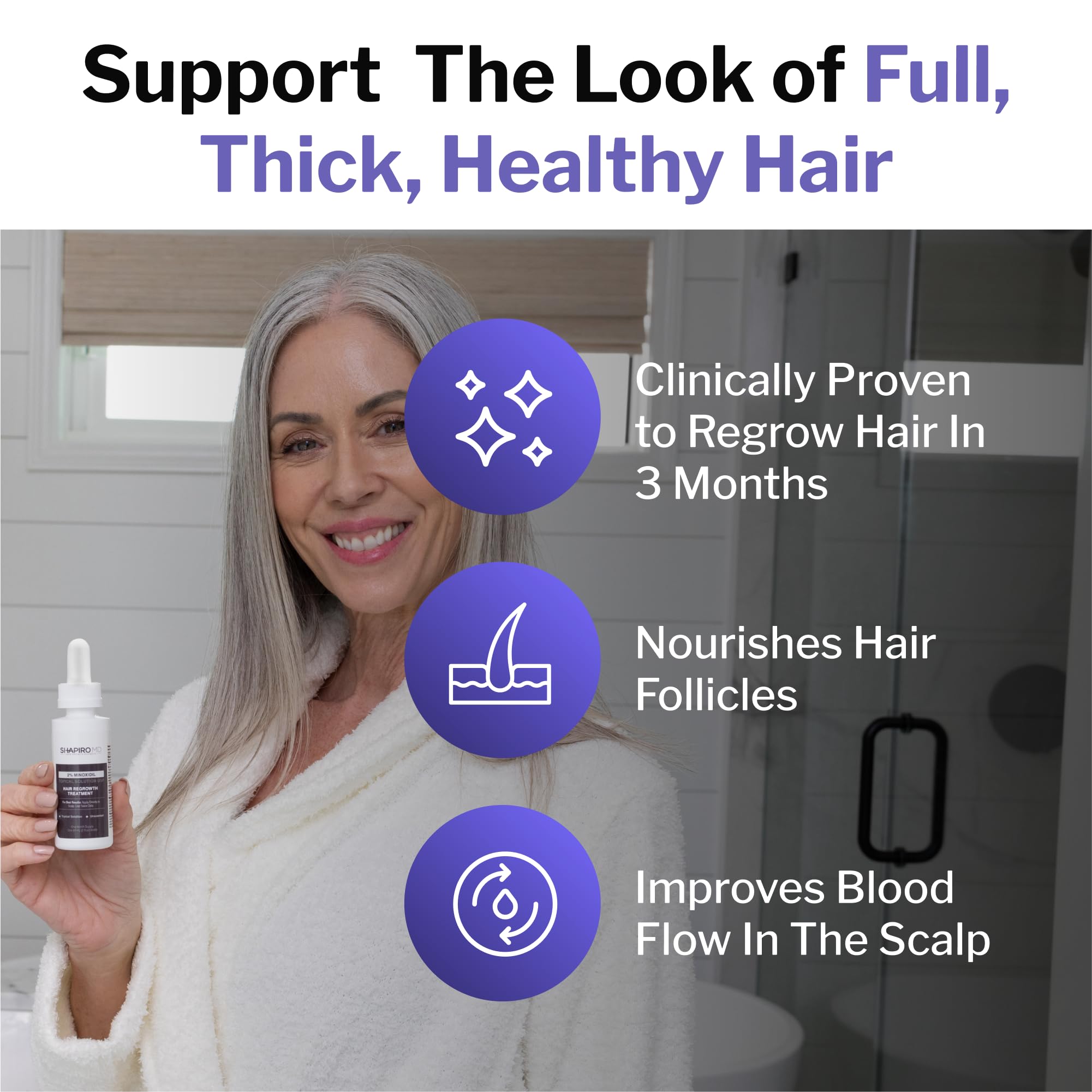 Shapiro MD Minoxidil 2% drying hair after application.