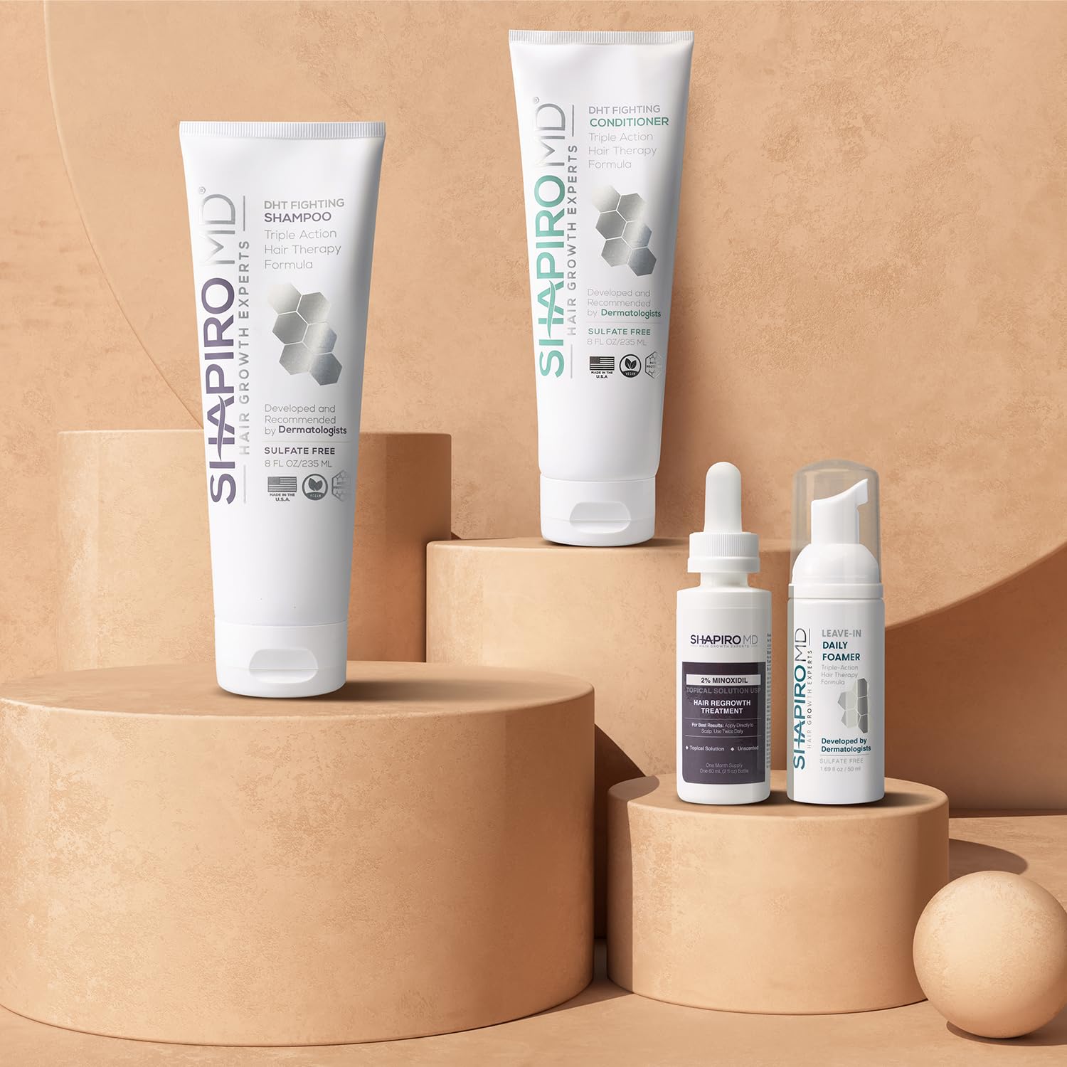 Shapiro MD Regrowth Kit 5% minoxidil foam bottle for targeted scalp treatment.