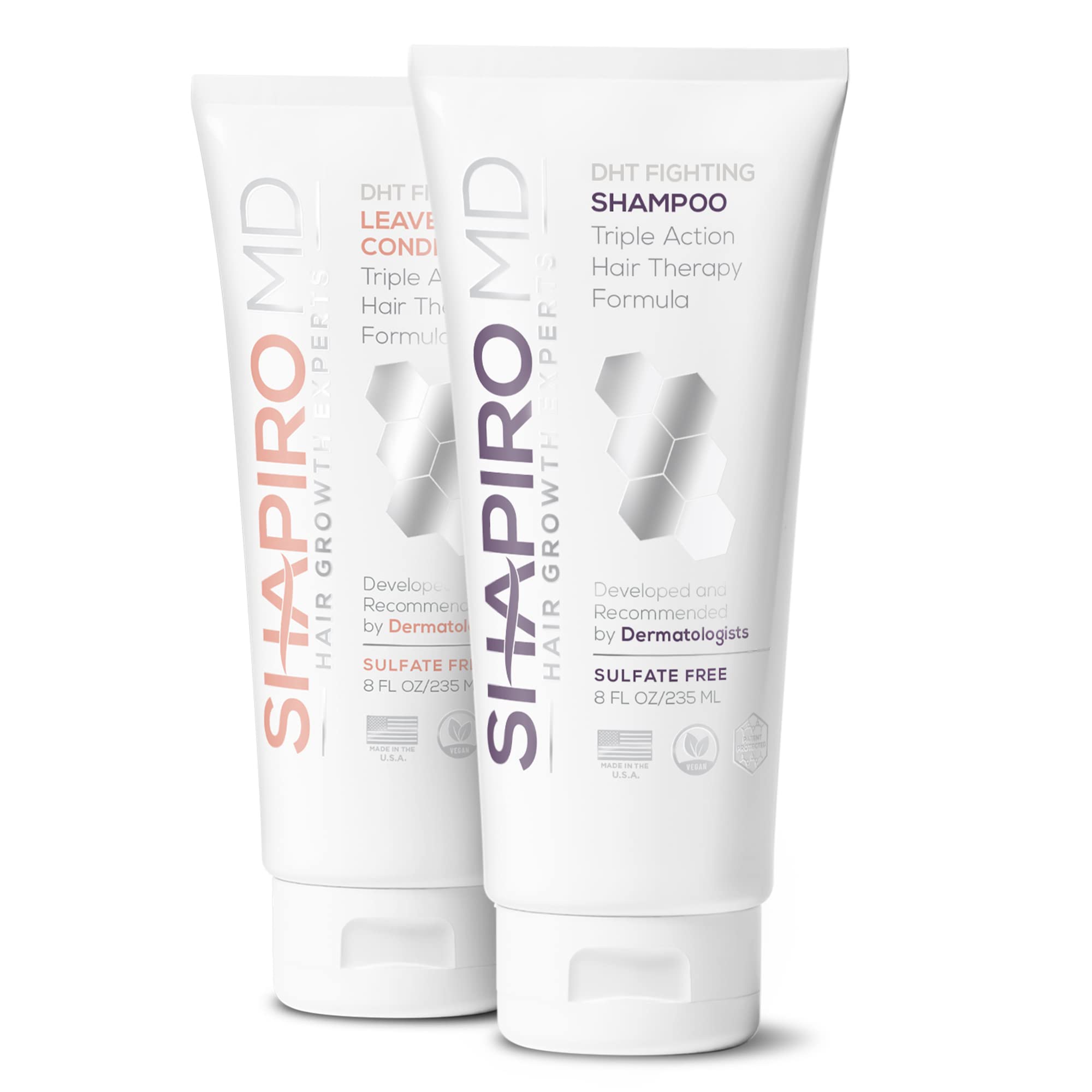 Shapiro MD shampoo bottle front showing a cleansing ritual for fuller-looking hair