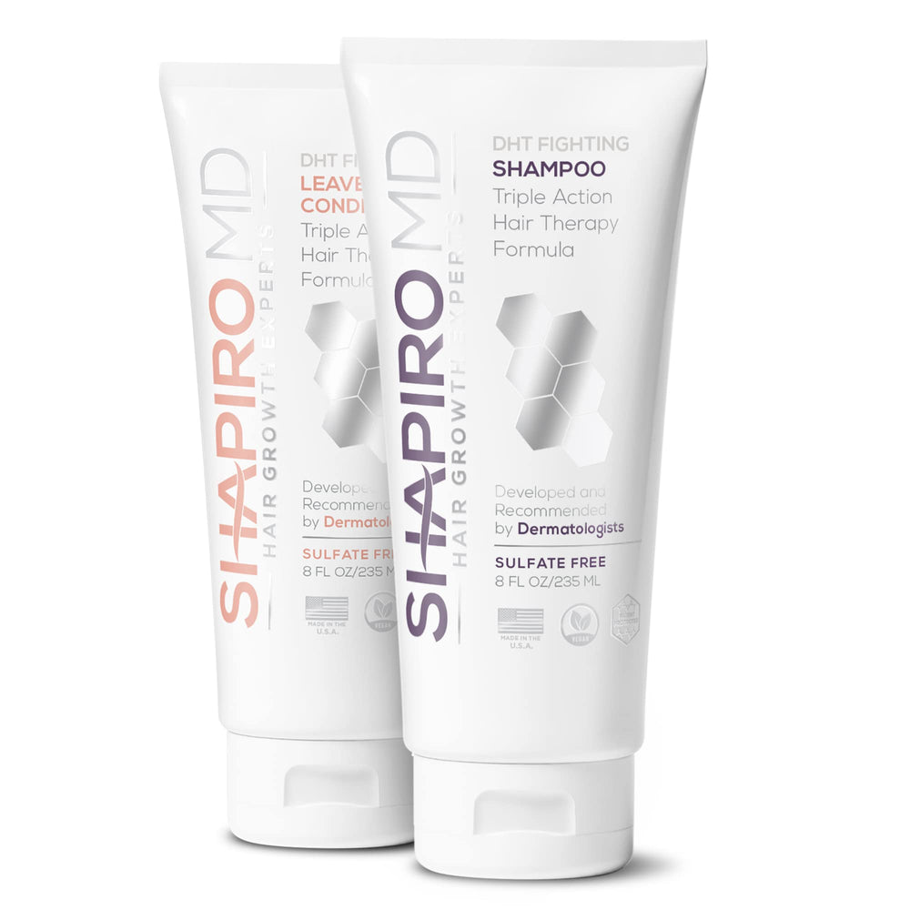 Shapiro MD shampoo bottle front showing a cleansing ritual for fuller-looking hair