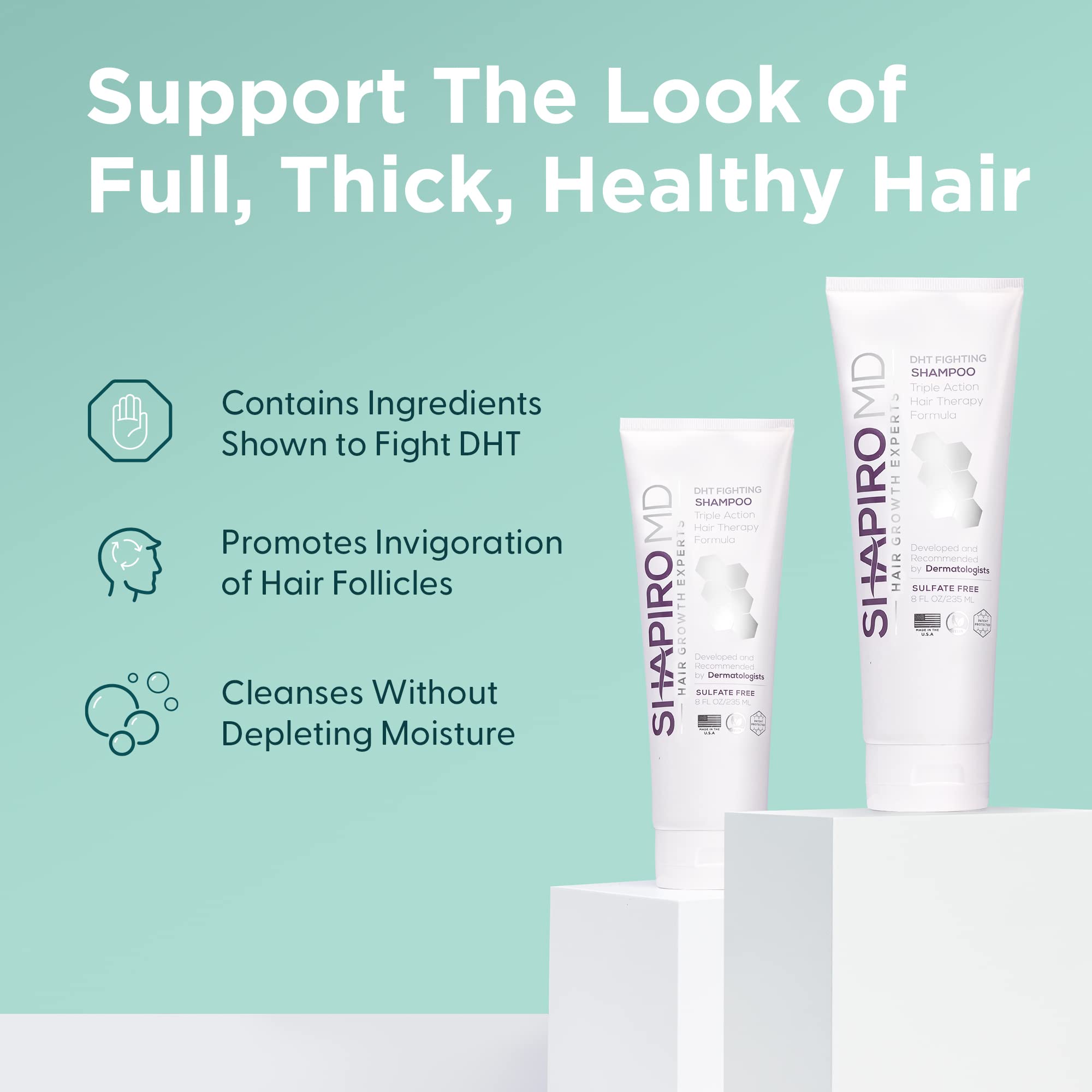 Shapiro MD Hair Growth Shampoo massage action on scalp supports even distribution