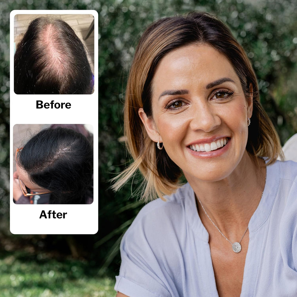 Close-up of green tea and saw palmetto in the kit for scalp-friendly care.