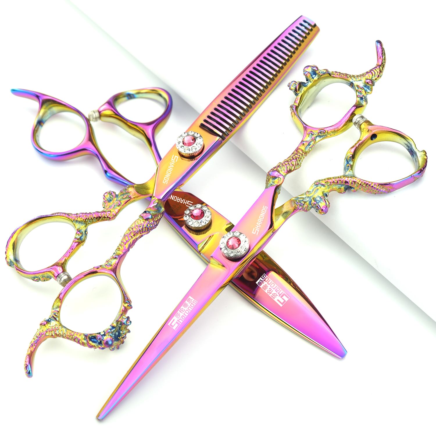 SHARONDS Purple Dragon Knight scissors blade close-up for precision trimming