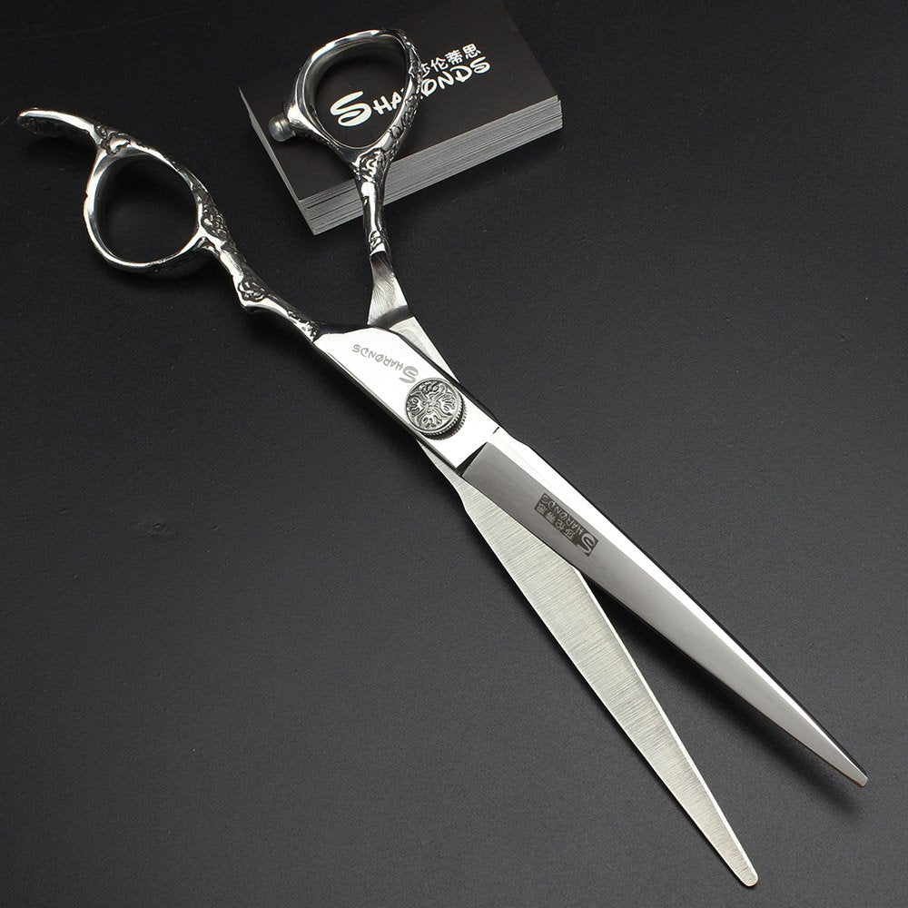 SHARONDS rose-pattern scissors close-up showing premium design