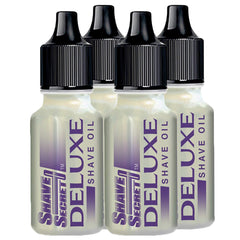 Shave Secret Deluxe Shaving Oil pack, four-piece set for an all-in-one shaving routine.