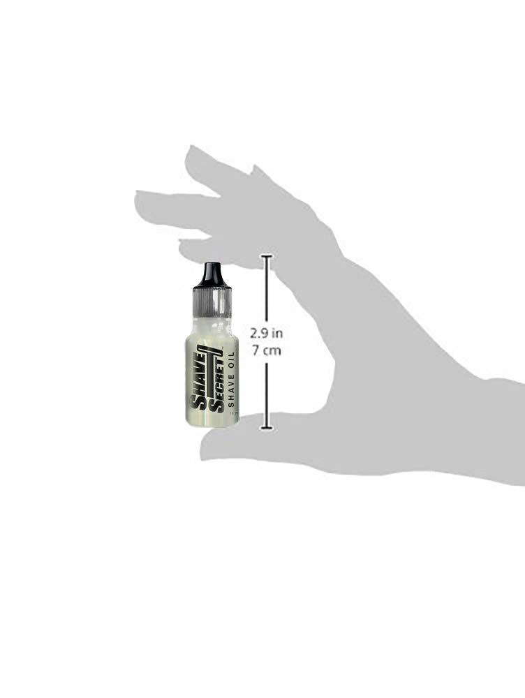 Shave Secret shaving oil application on the thumb showing easy-to-use bottle for quick shave prep