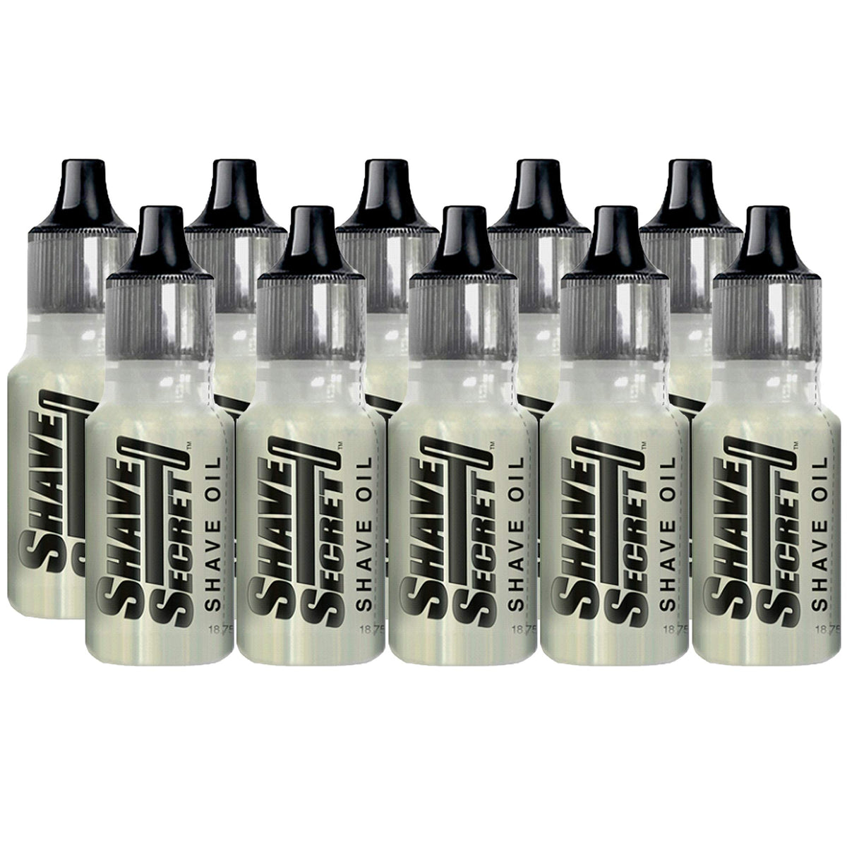 Shave Secret shaving oil bottle shown, for silky shave and skin comfort