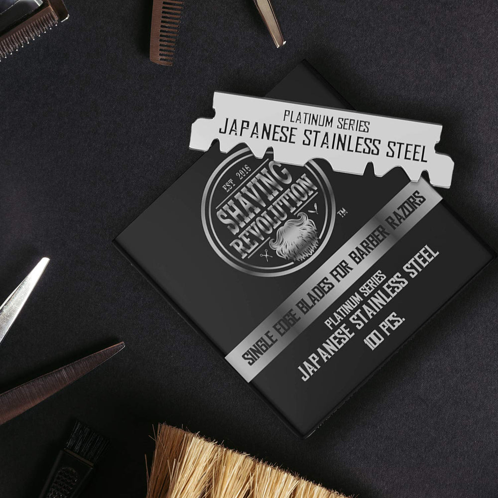 SHAVING REVOLUTION blades closeup steel highlighting precision and durability for daily grooming.