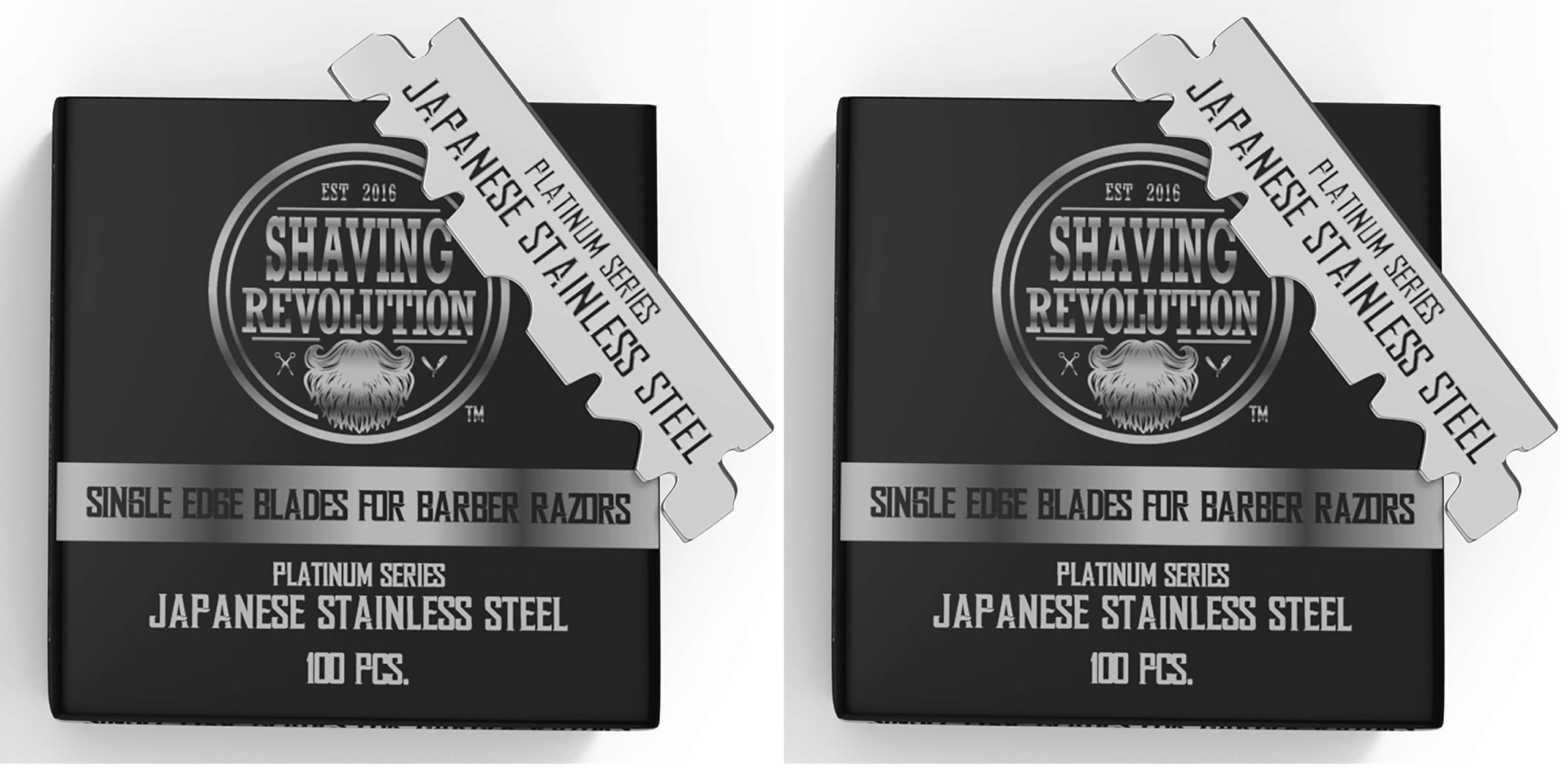 SHAVING REVOLUTION barber single edge blades box, pack of 2 for quick, clean shaves.