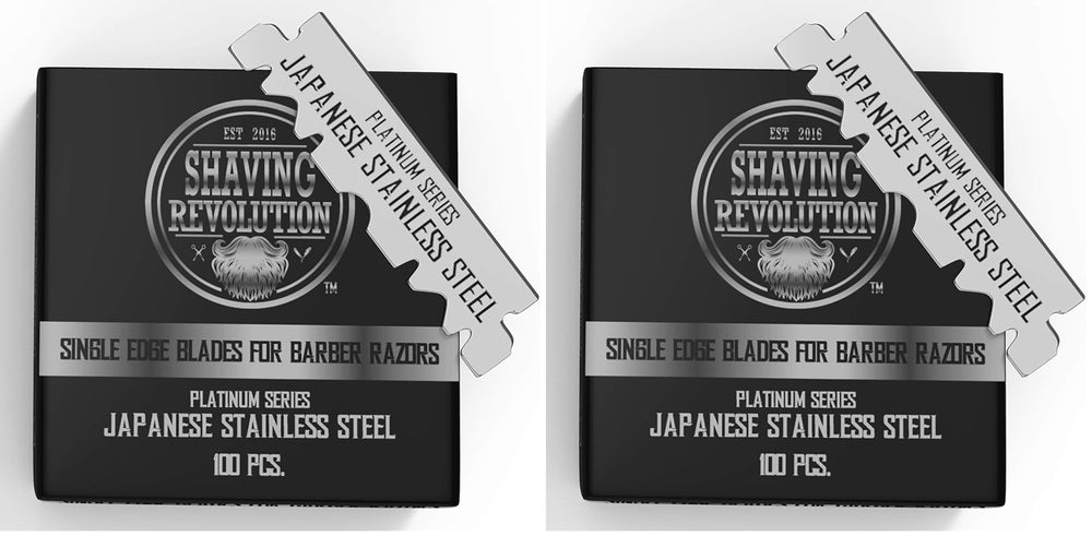SHAVING REVOLUTION barber single edge blades box, pack of 2 for quick, clean shaves.