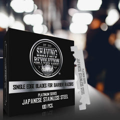 SHAVING REVOLUTION per-pack display illustrating generous blade count.