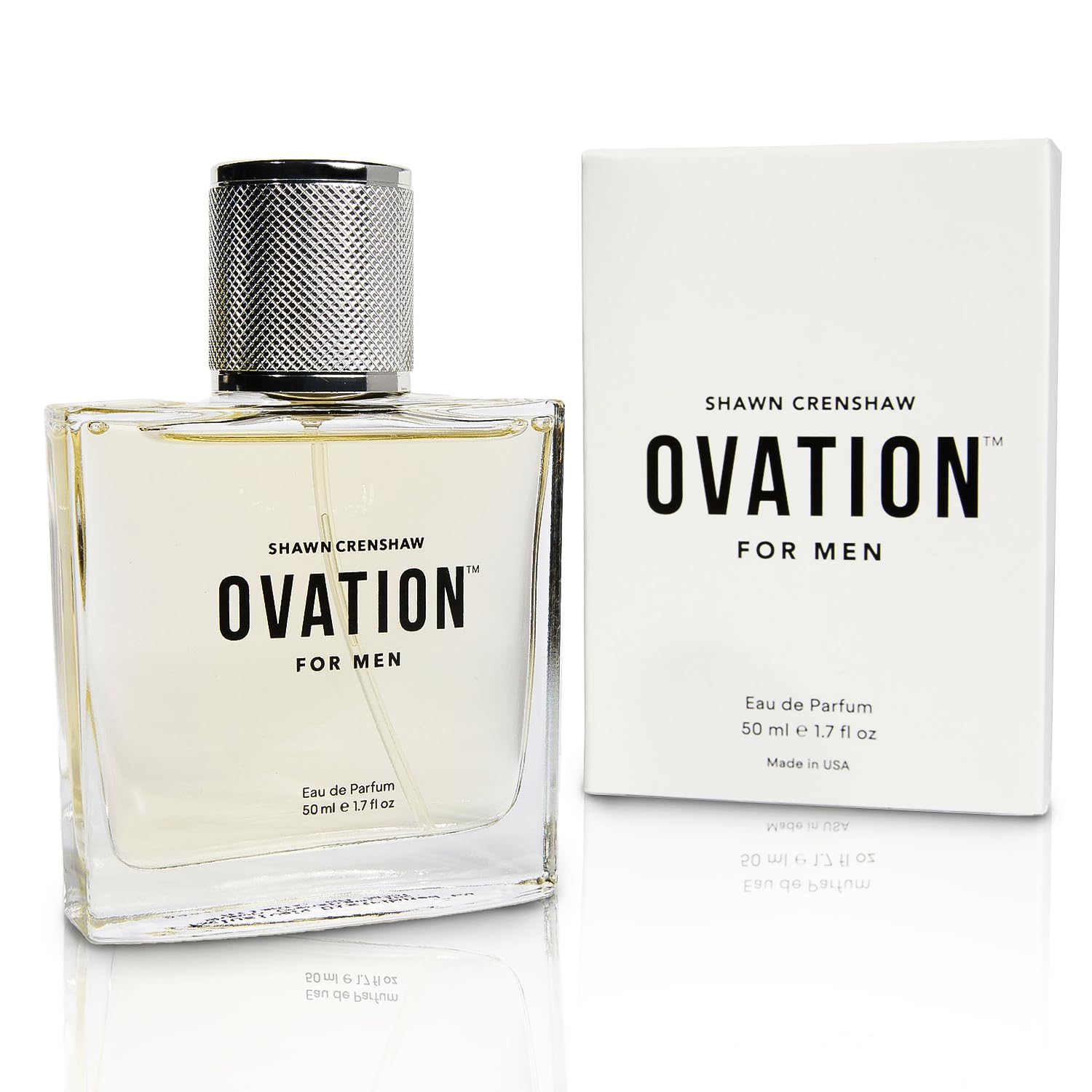 Shawn Crenshaw Ovation bottle front, ready for evening wear and confident presence