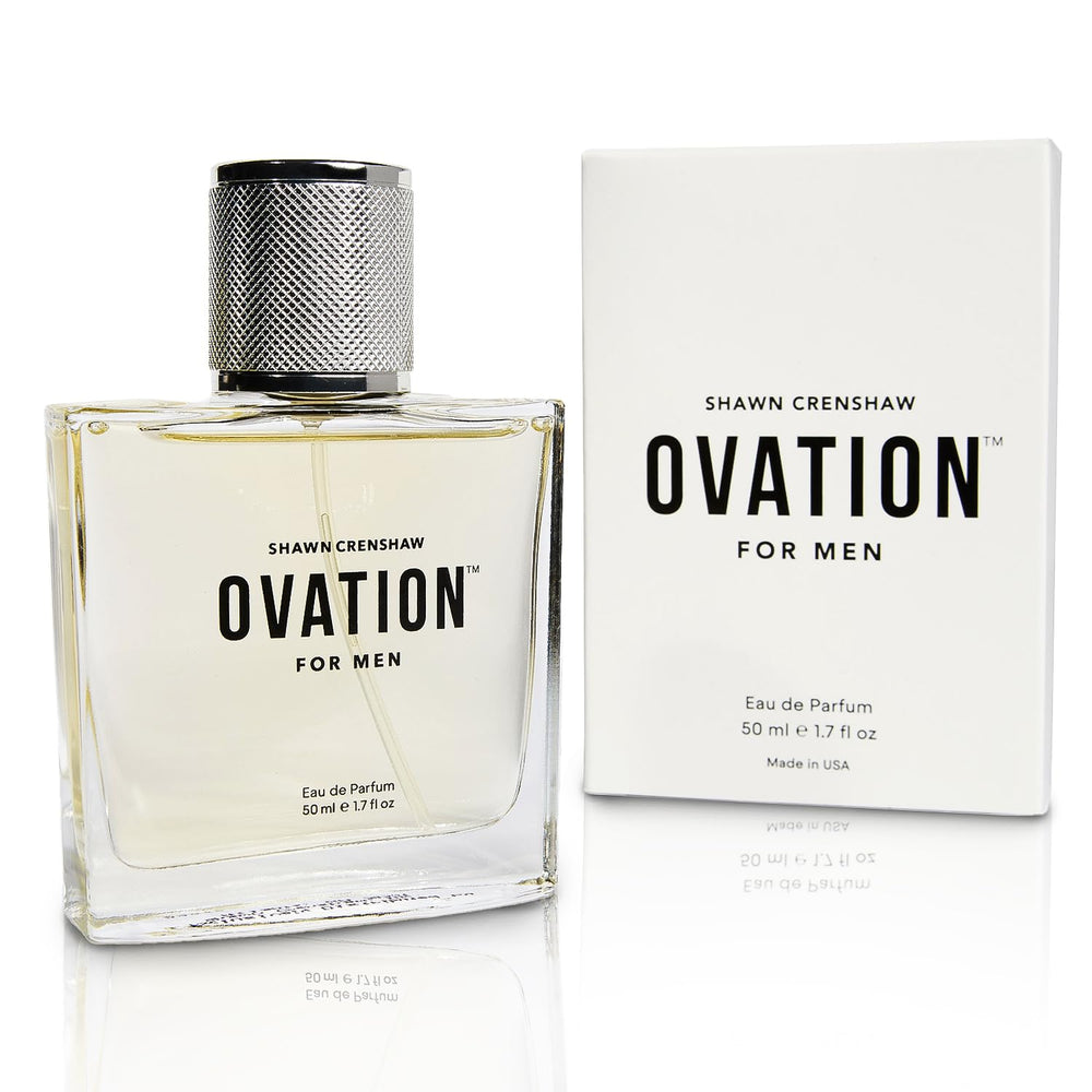 Shawn Crenshaw Ovation bottle front, ready for evening wear and confident presence