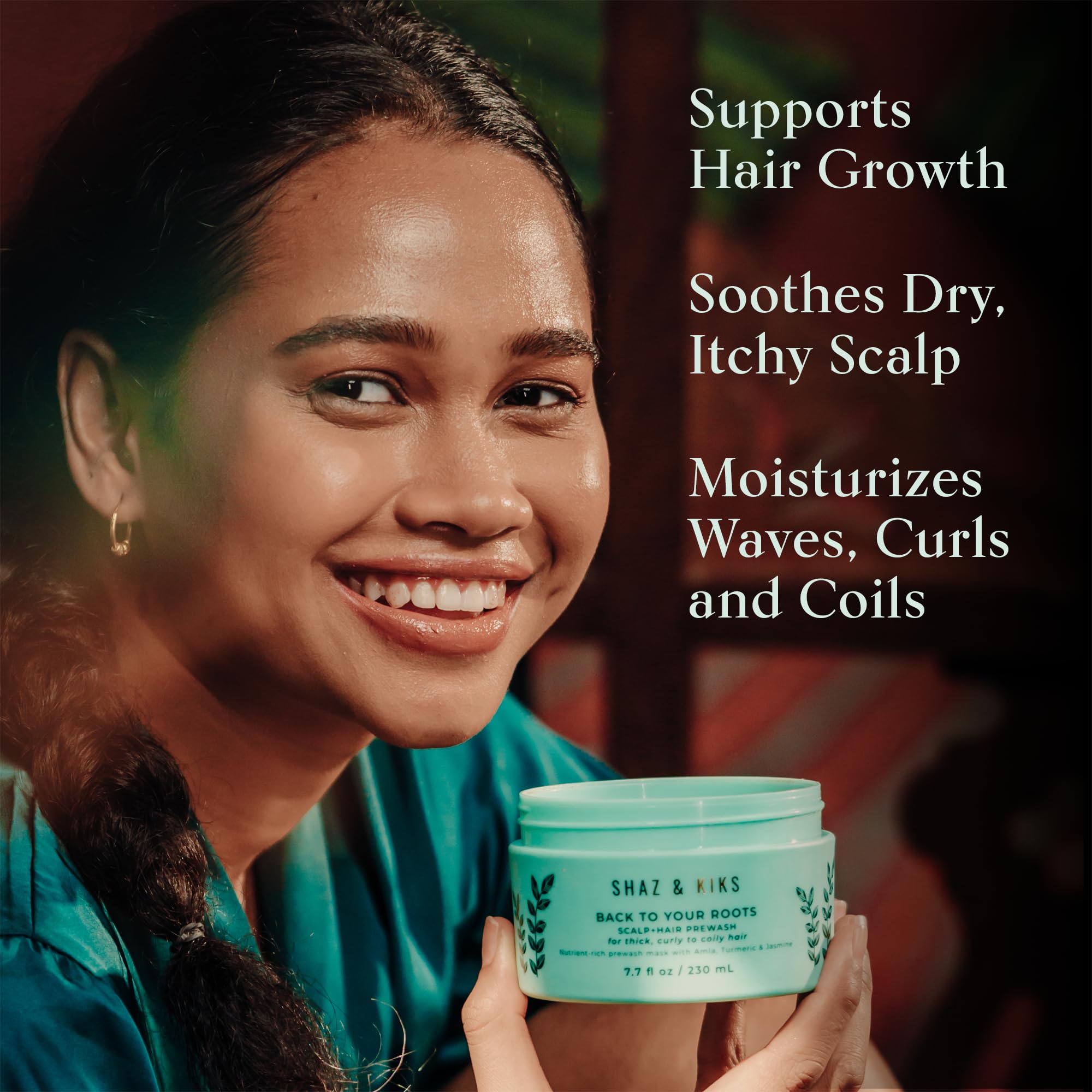 SHAZ & KIKS Essential Prewash Mask label detail highlights nutrients and color-safe formula.