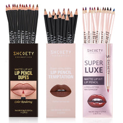 Shcoety matte lip liner set with 36 pencils for precise lip definition.