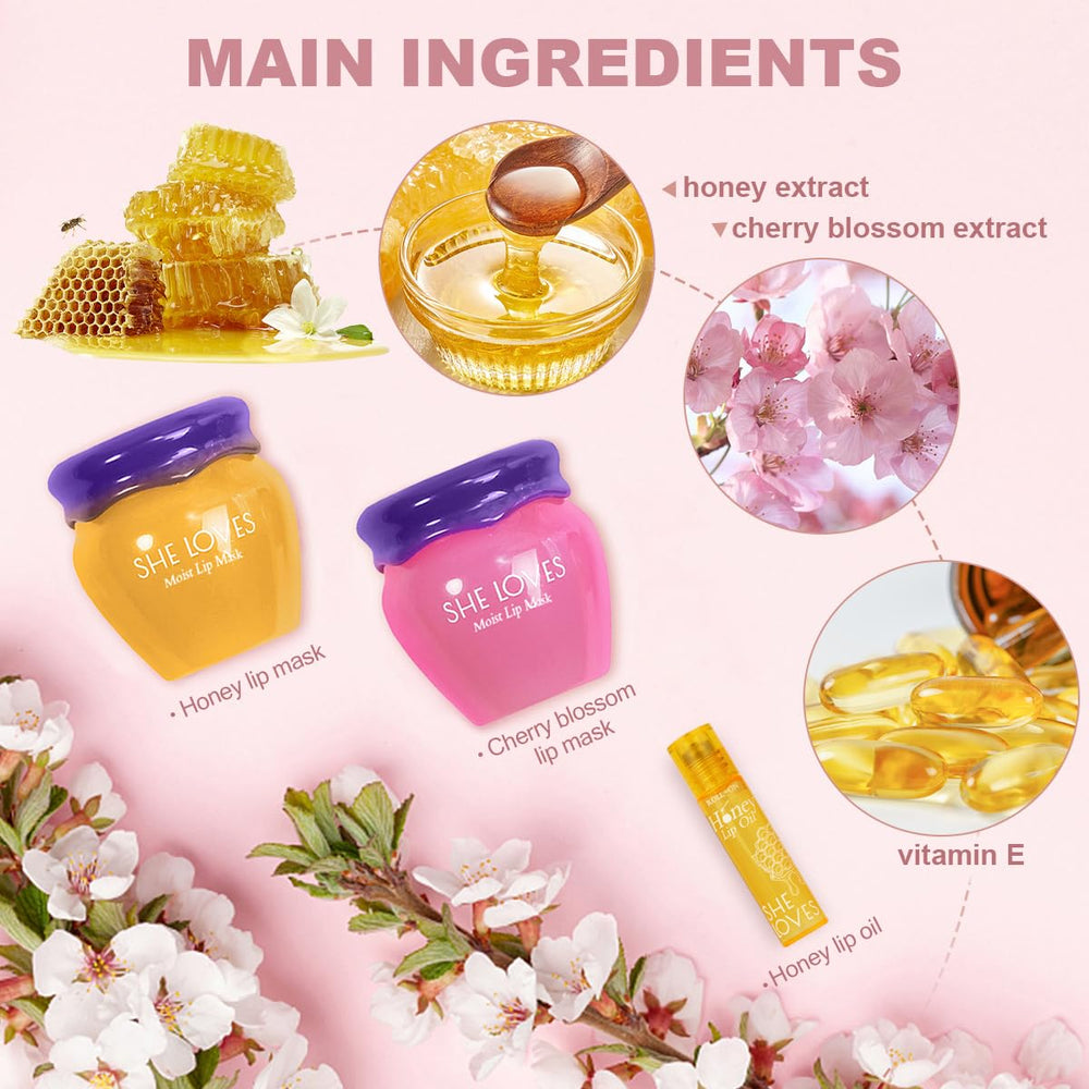 SHE LOVES lip mask jar with honey aroma improves lip comfort overnight