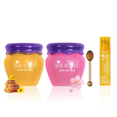 SHE LOVES honey-sakura lip mask packaging close-up for nighttime lip care and hydration