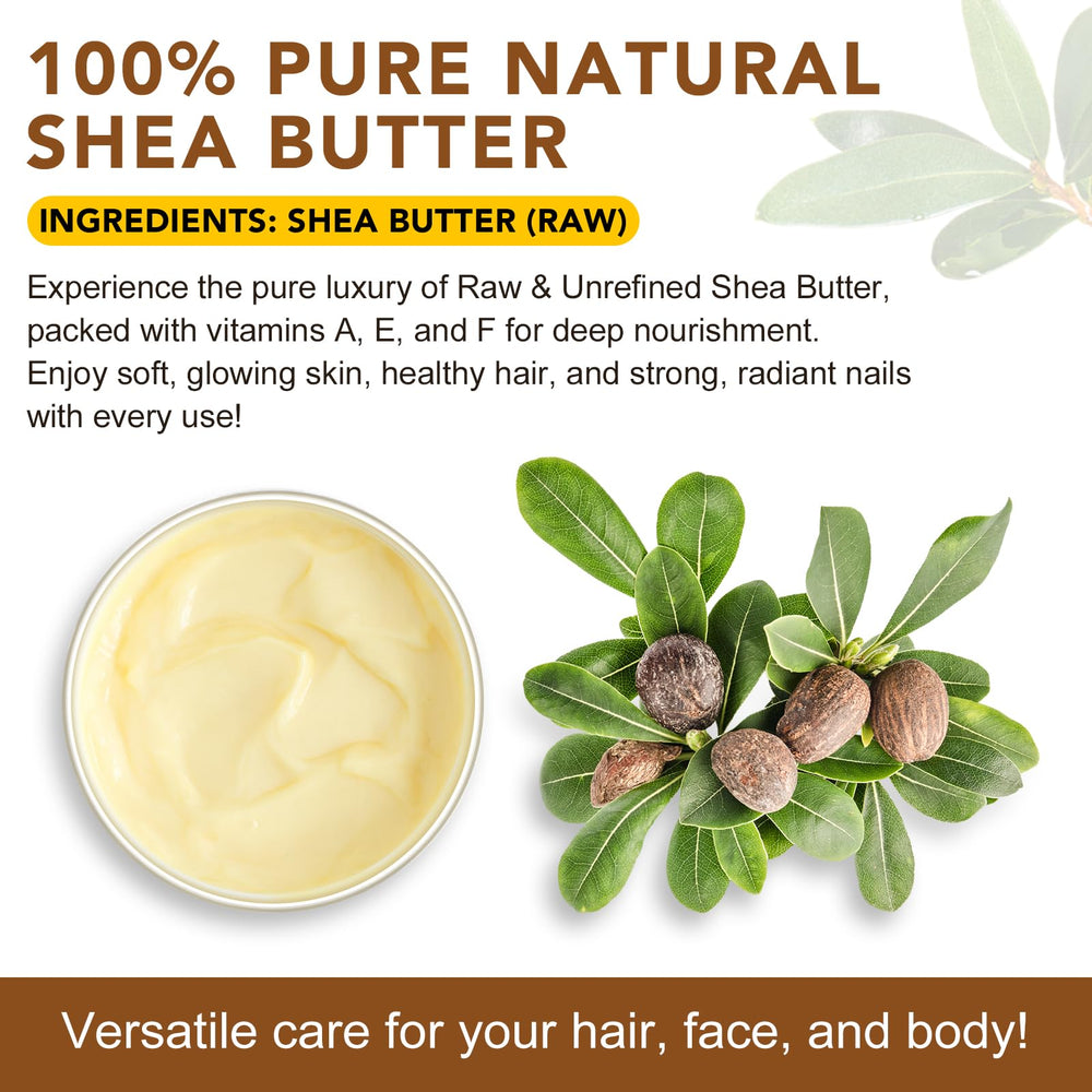 Raw shea butter in a jar close-up highlighting pure unrefined formula.